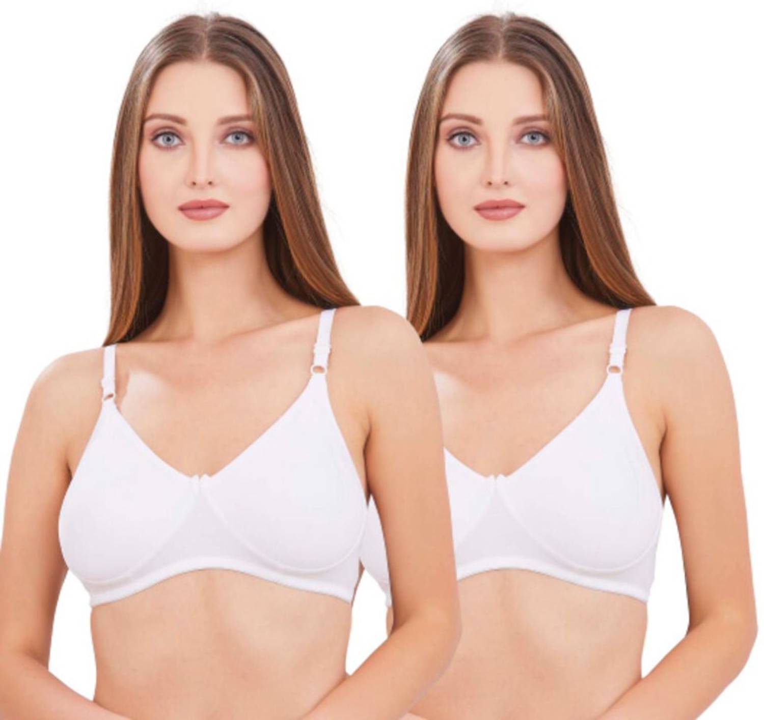BlueNixie Blue Nixie Women's Wirefree T-Shirt T shirt bra in White color Combo pack Women Everyday Non Padded Bra