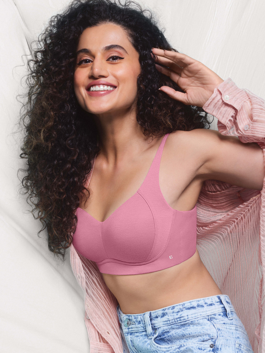 Image of Enamor Women T-Shirt Lightly Padded Bra (Pink)