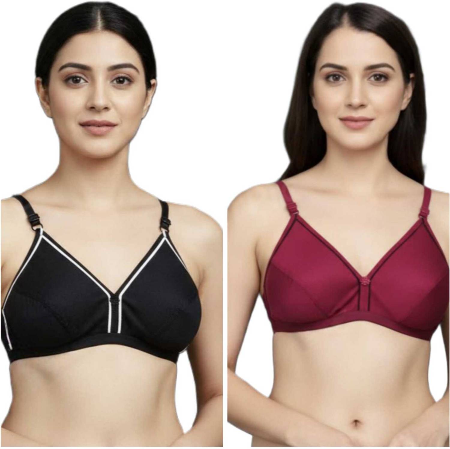 AMPIRE STORE FKT-AMP-BLK/MRN_BRA-32 Women Everyday Non Padded Bra