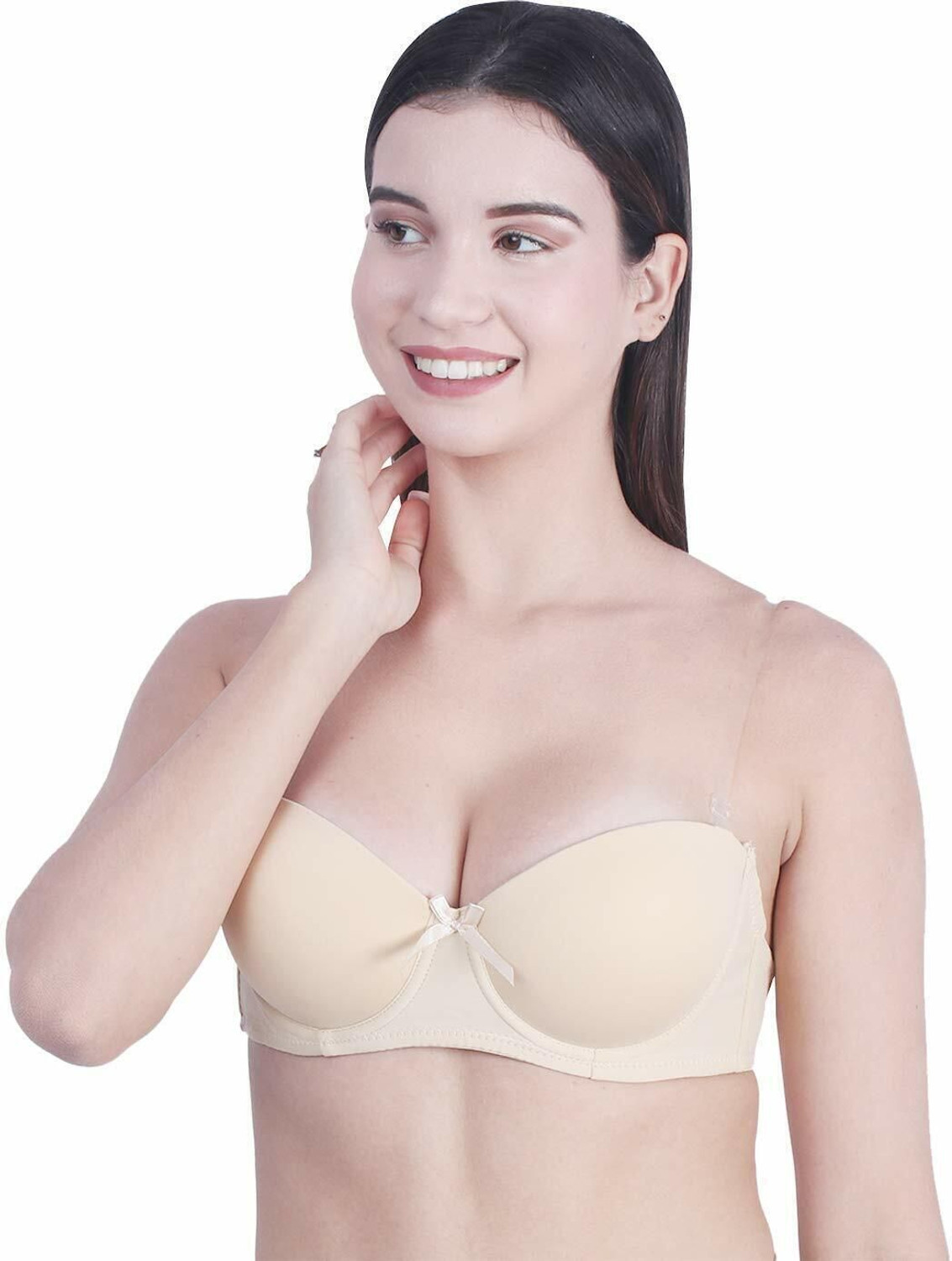 Image of Pink PixiesCreation Transparent Strap Backless Pushup Bra Women Push-up Lightly Padded Bra