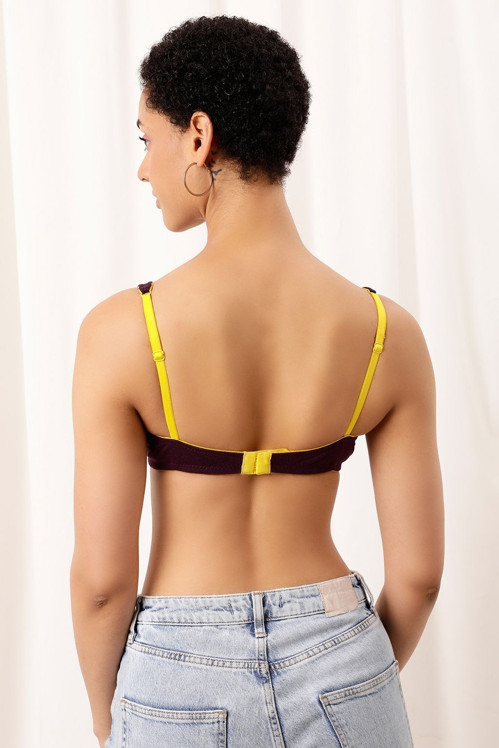 Image of Clovia Cotton Non-Wired Non-Padded Everyday Bra In Purple With Demi Cups Women Push-up Non Padded Bra