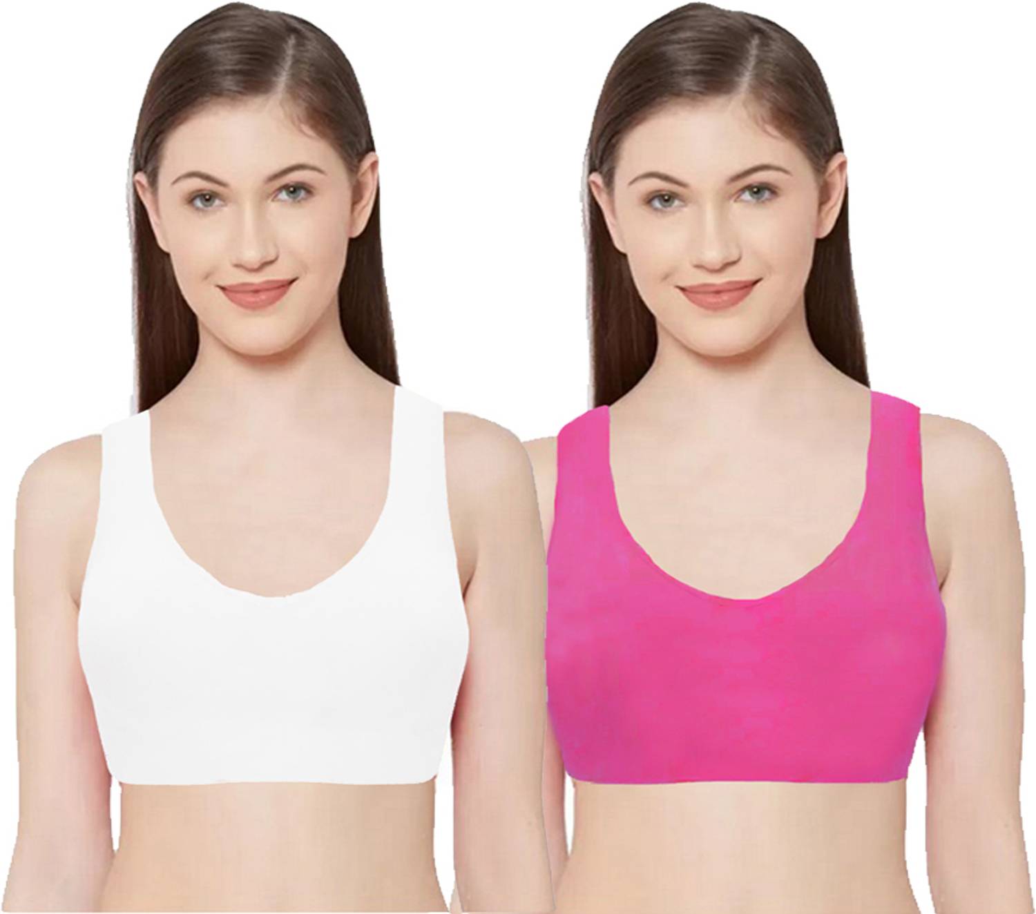 BRAABAA Pack of 2 Girls non padded beginner cotton sports bra Women Sports Non Padded Bra