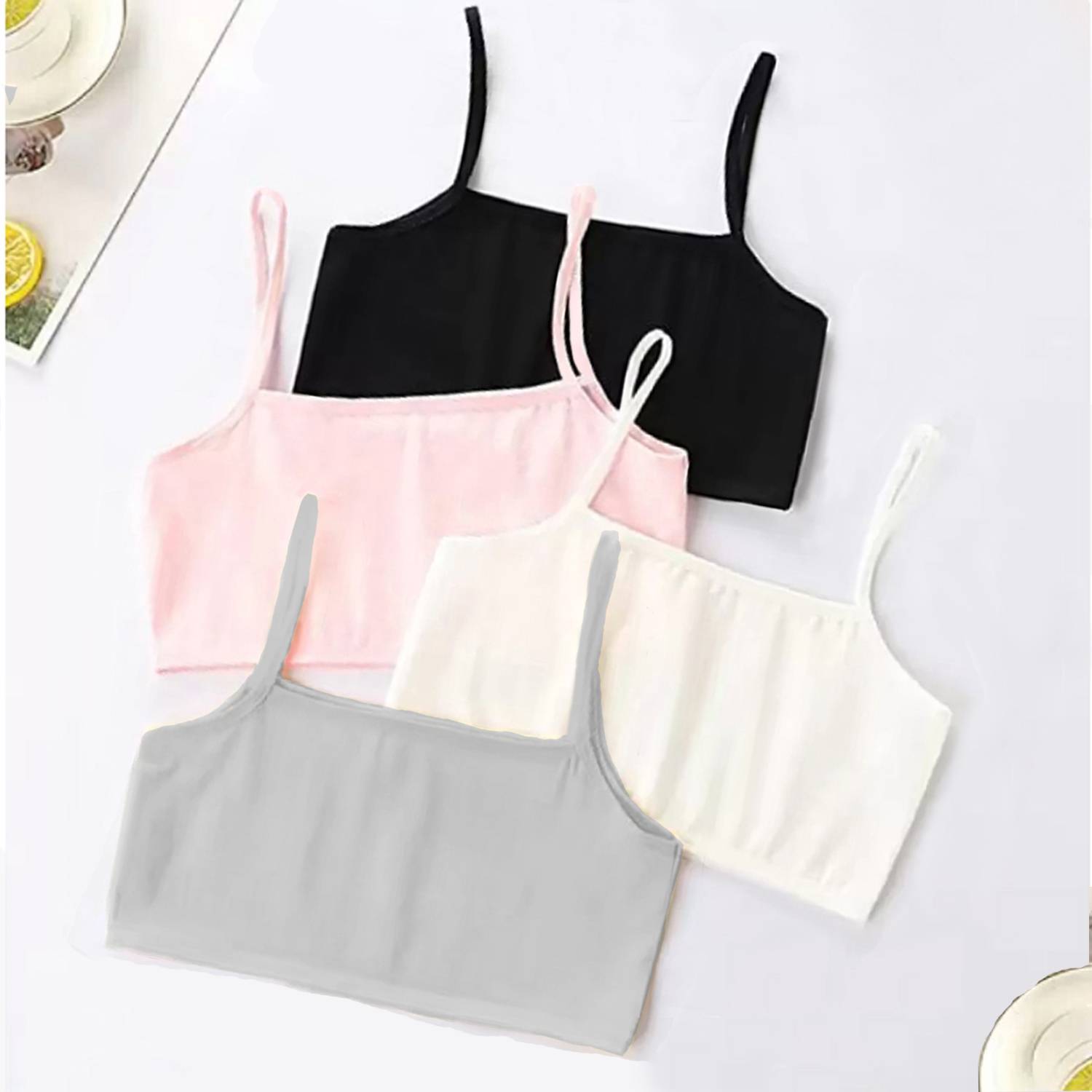 BRAASHEE PACK Of 4 Women's Girls cotton Blend mid coverage non padded bra Girls Sports Non Padded Bra