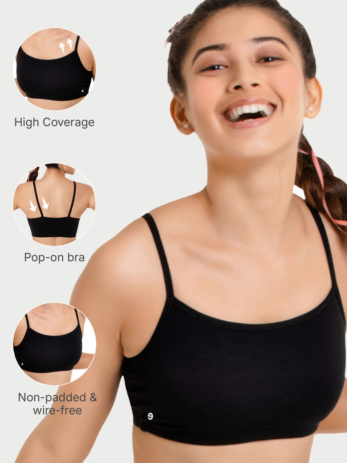 Image of Enamor Women Training /Beginners Non Padded Bra (Black)