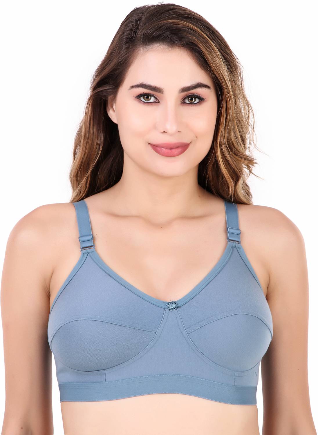Aayat Enterprises Nylon Full Coverage Plain Misty Sports Gym Bra for Women Women Everyday Non Padded Bra