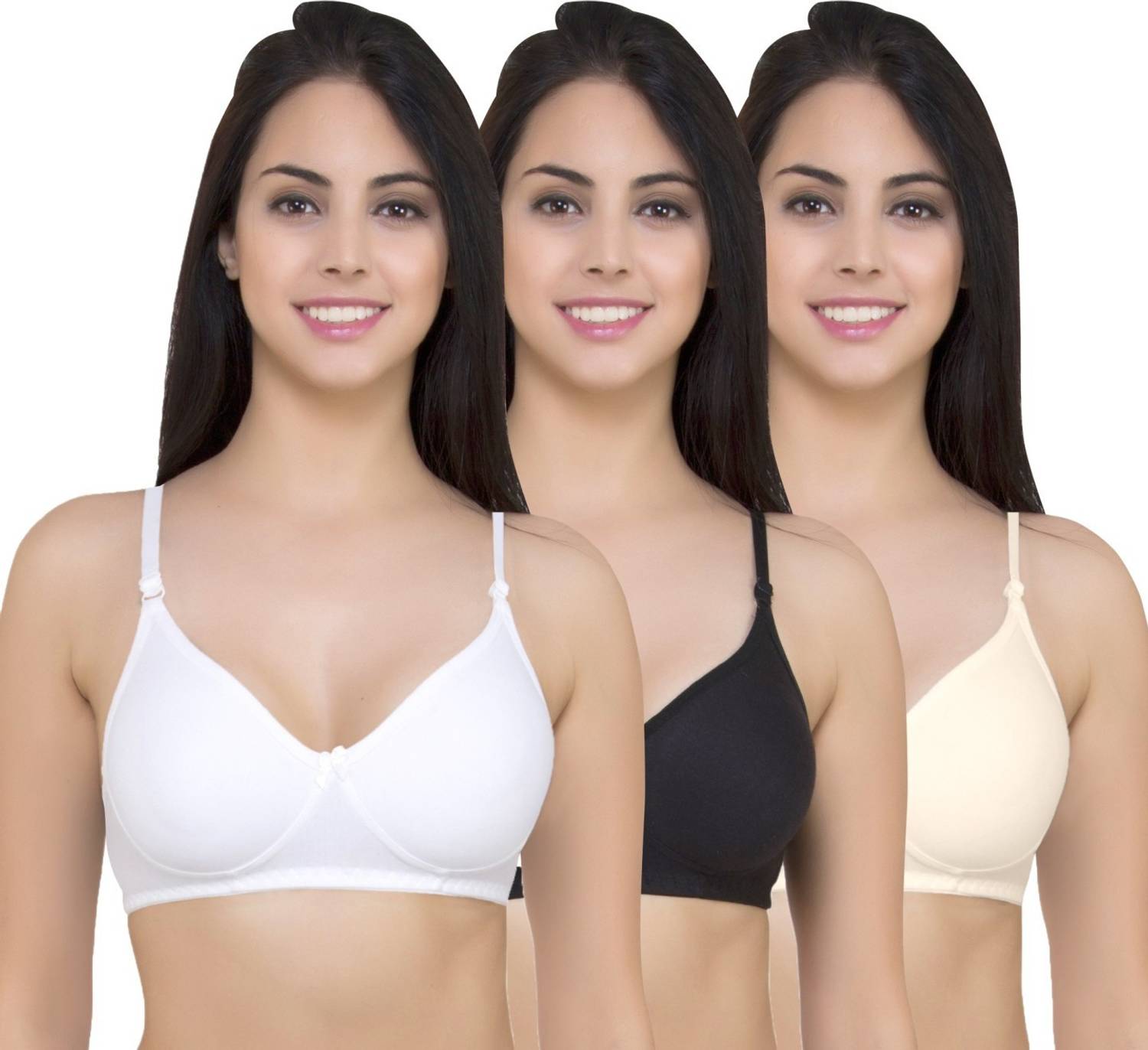 BLUE-WELL Pack of 3 Bra Set Women Everyday Non Padded Bra