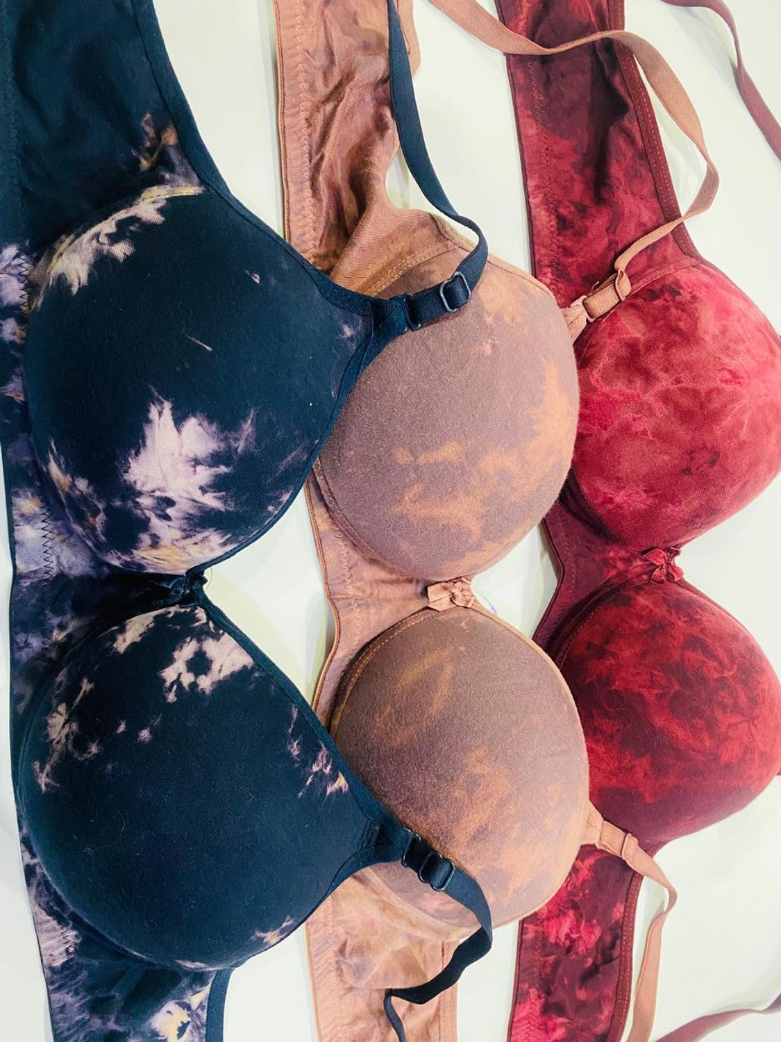 Image of SUPER BEAUTY SB Pack of 3 Woman's Padded Bra Full Coverage Cotton Blend (Multicolor) Women Full Coverage Lightly Padded Bra