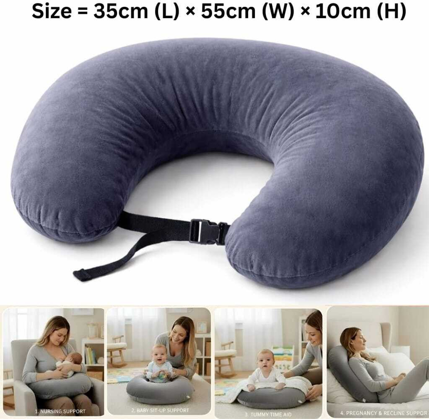 Image of GOLDENHUB Feeding pillow| Baby Nursing pillow| Removable cover with inner cover Breastfeeding Pillow