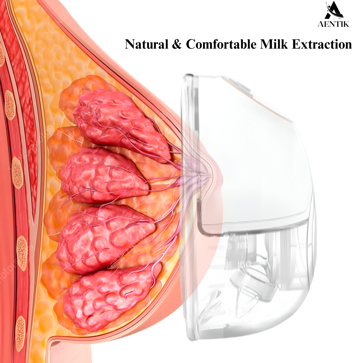 Image of AENTIK Hand free Round Breast Pump Electric - Electric