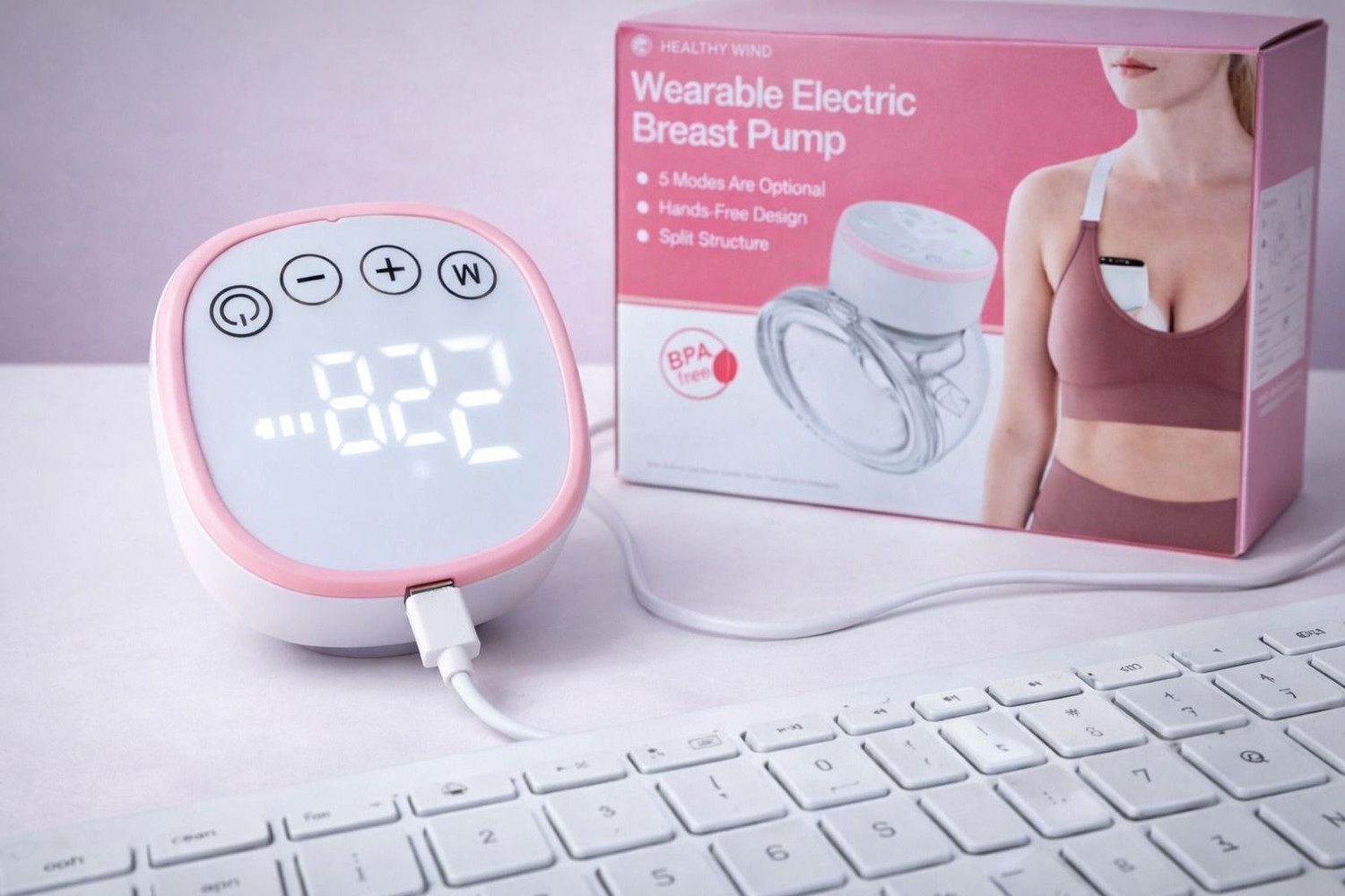 Image of HEALTHYWIND Wearble Breast Pump For Feeding Mothers, 5 Modes & 15 Suction Gear - Electric