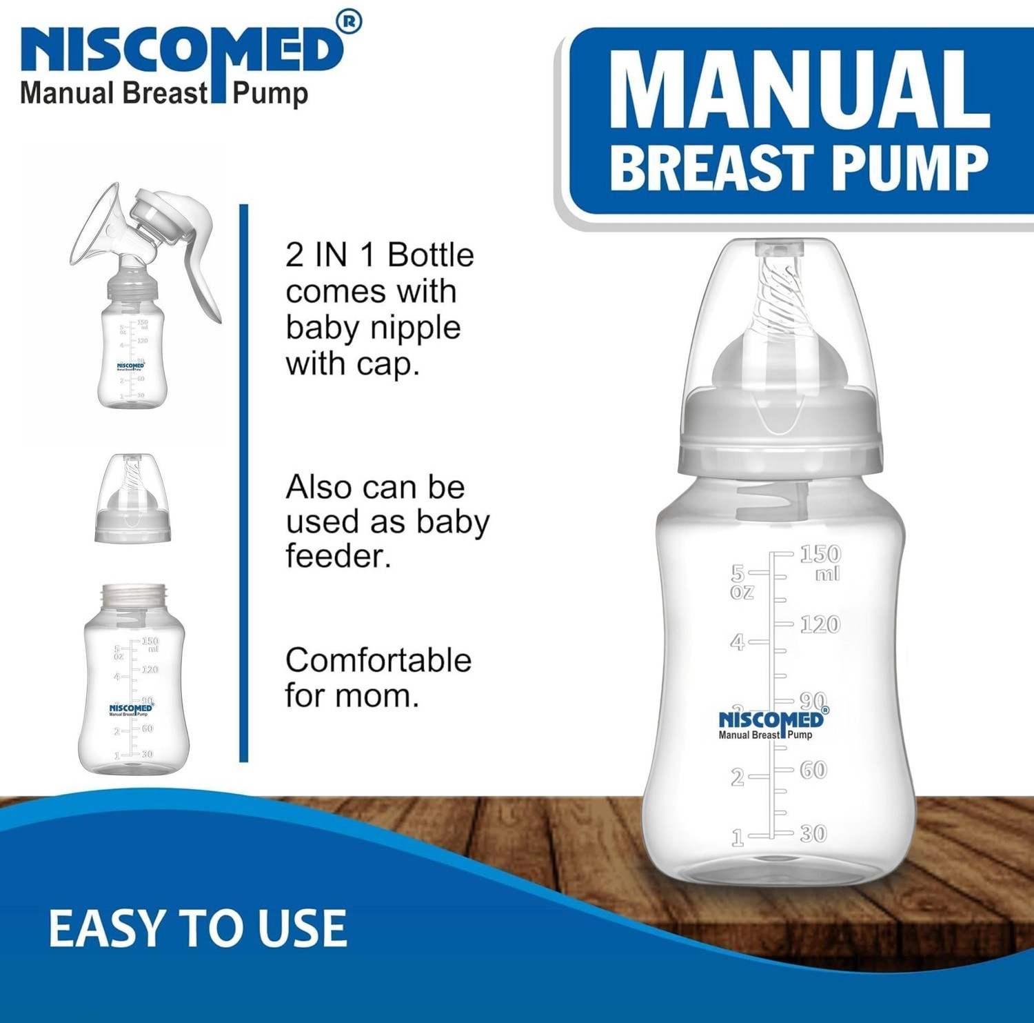 Image of NISCOMED First Feed Manual Breast Pump - Manual