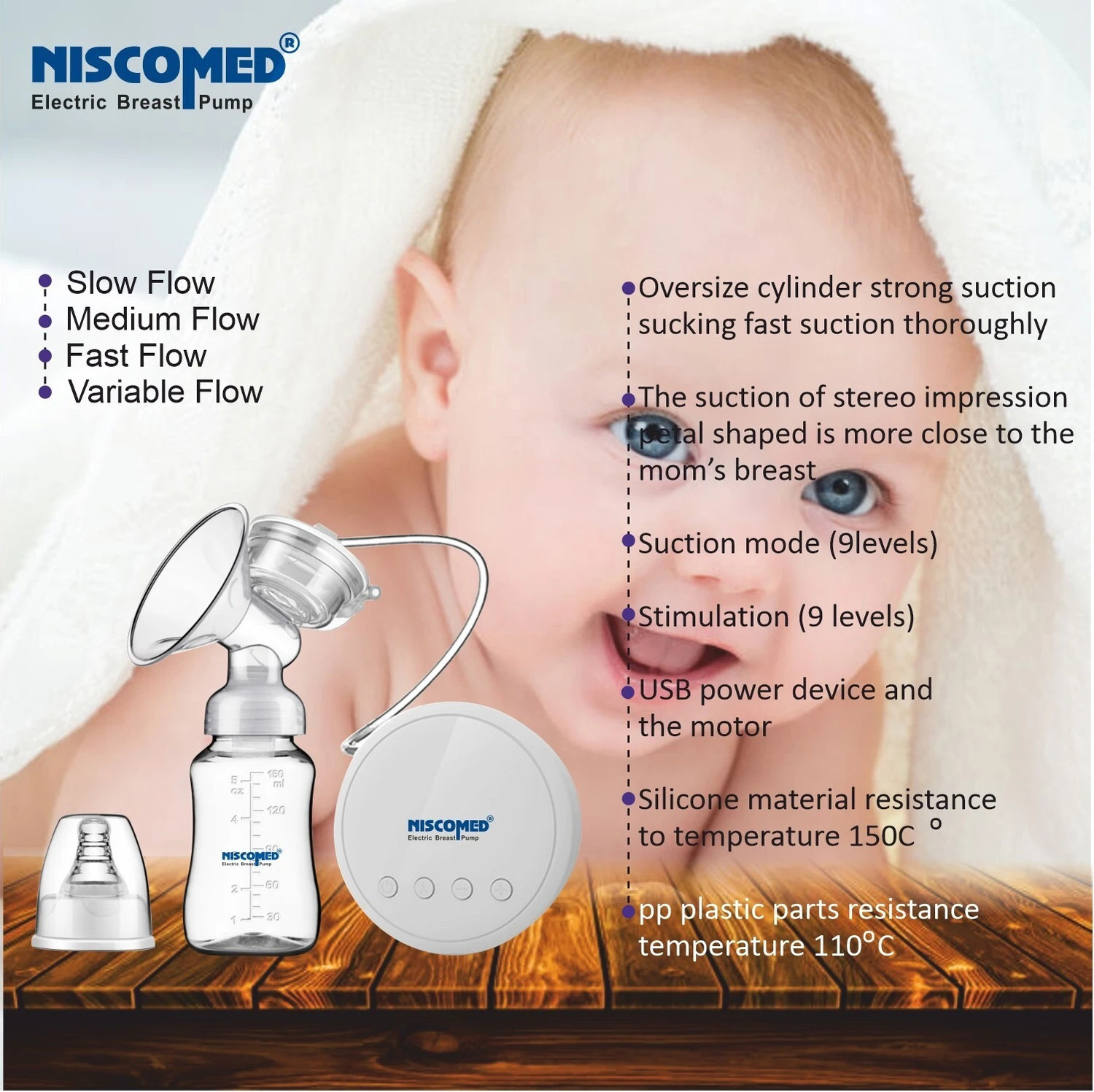 Image of NISCOMED Electric Brest Pump For New Moms. - Electric