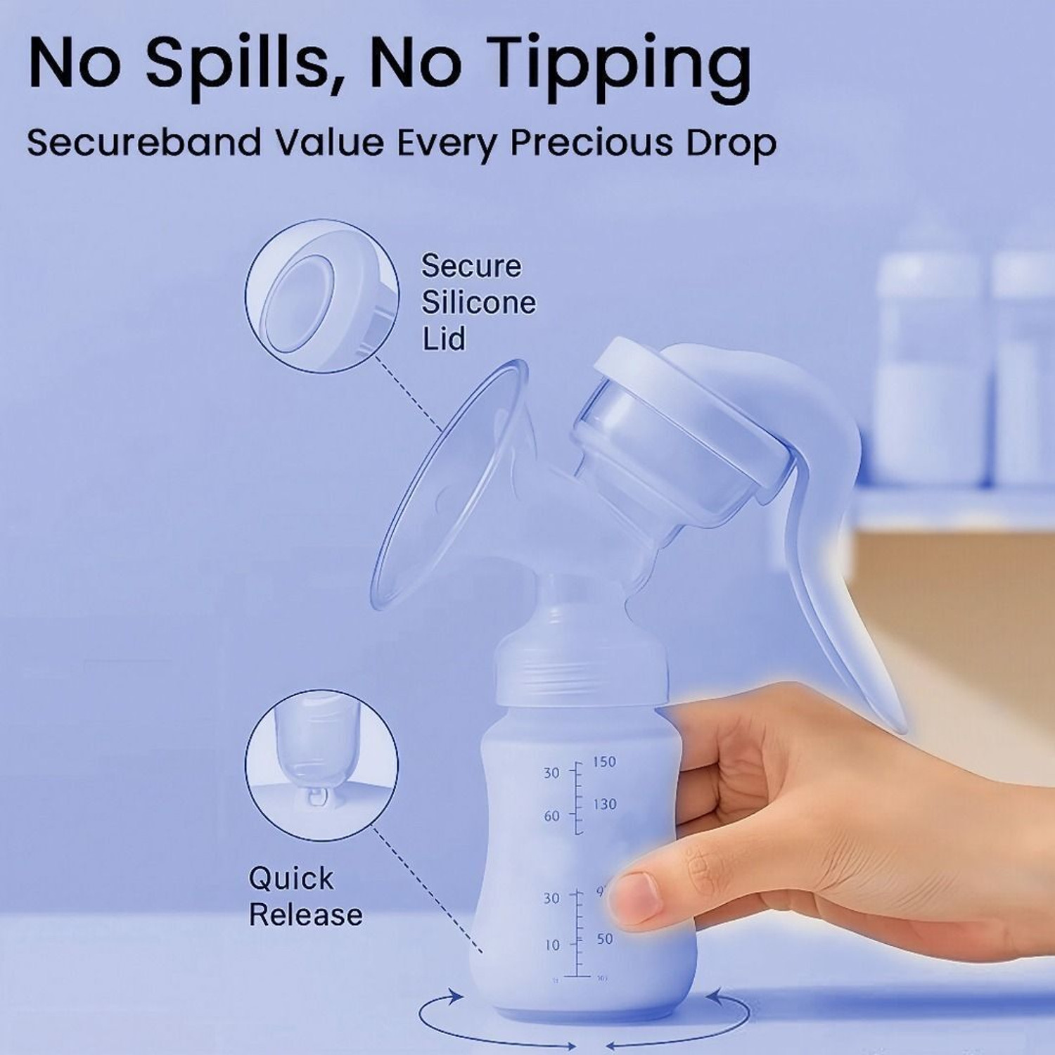 Image of GLIDER Manual Breast Pump | Silicone Cushion - Ultra Comfort & Quiet | BPA Free | 250ml - Manual