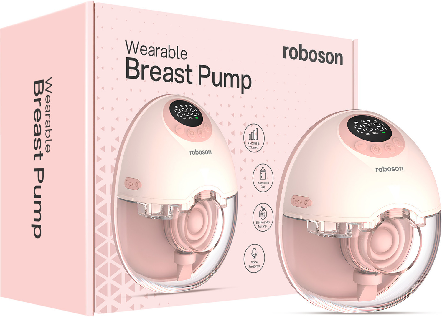 Image of Roboson Electric Wearable Breast Pump with 4 Modes & 12 levels with Rechargeable Battery - Electric
