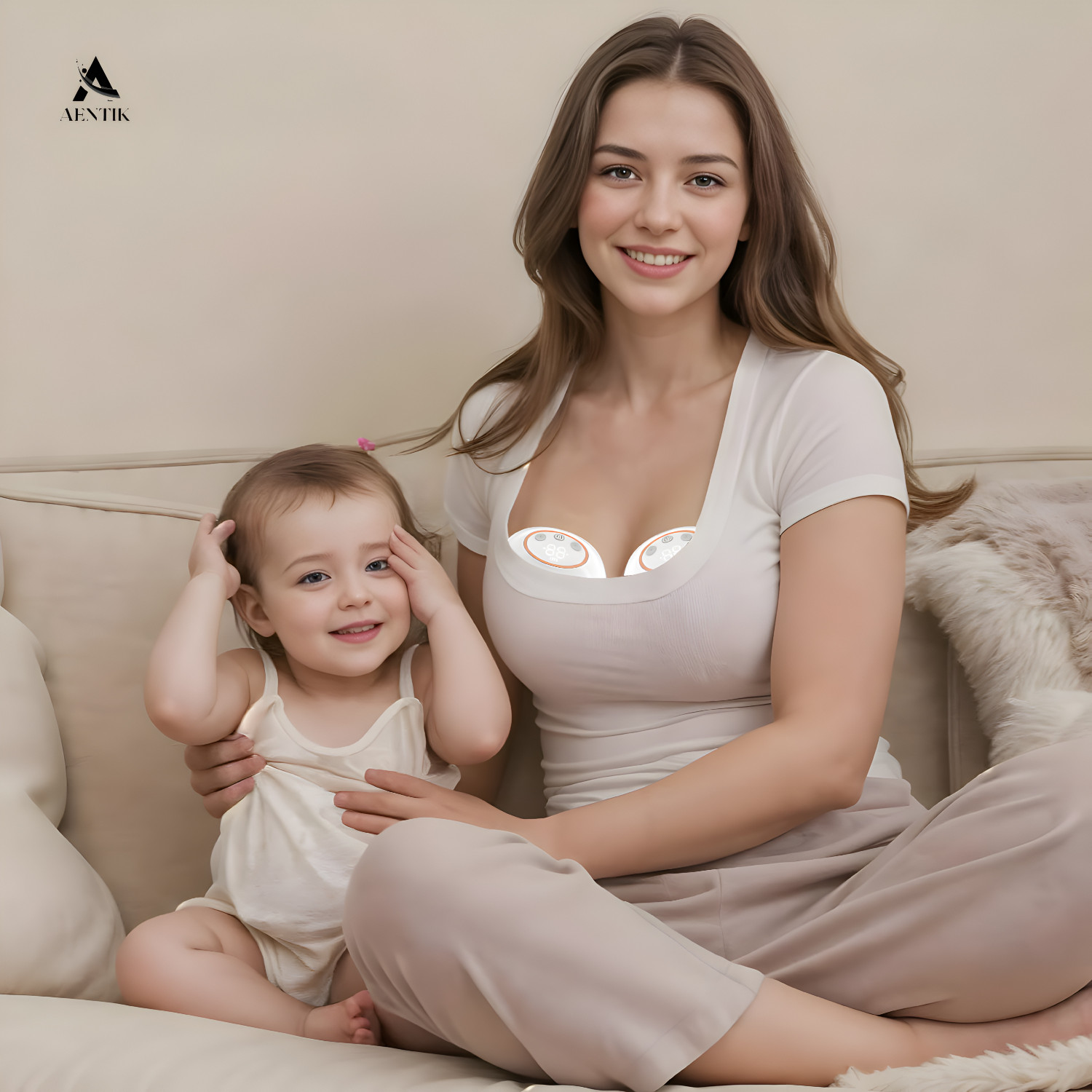 Image of AENTIK Hand free Round Breast Pump Electric - Electric