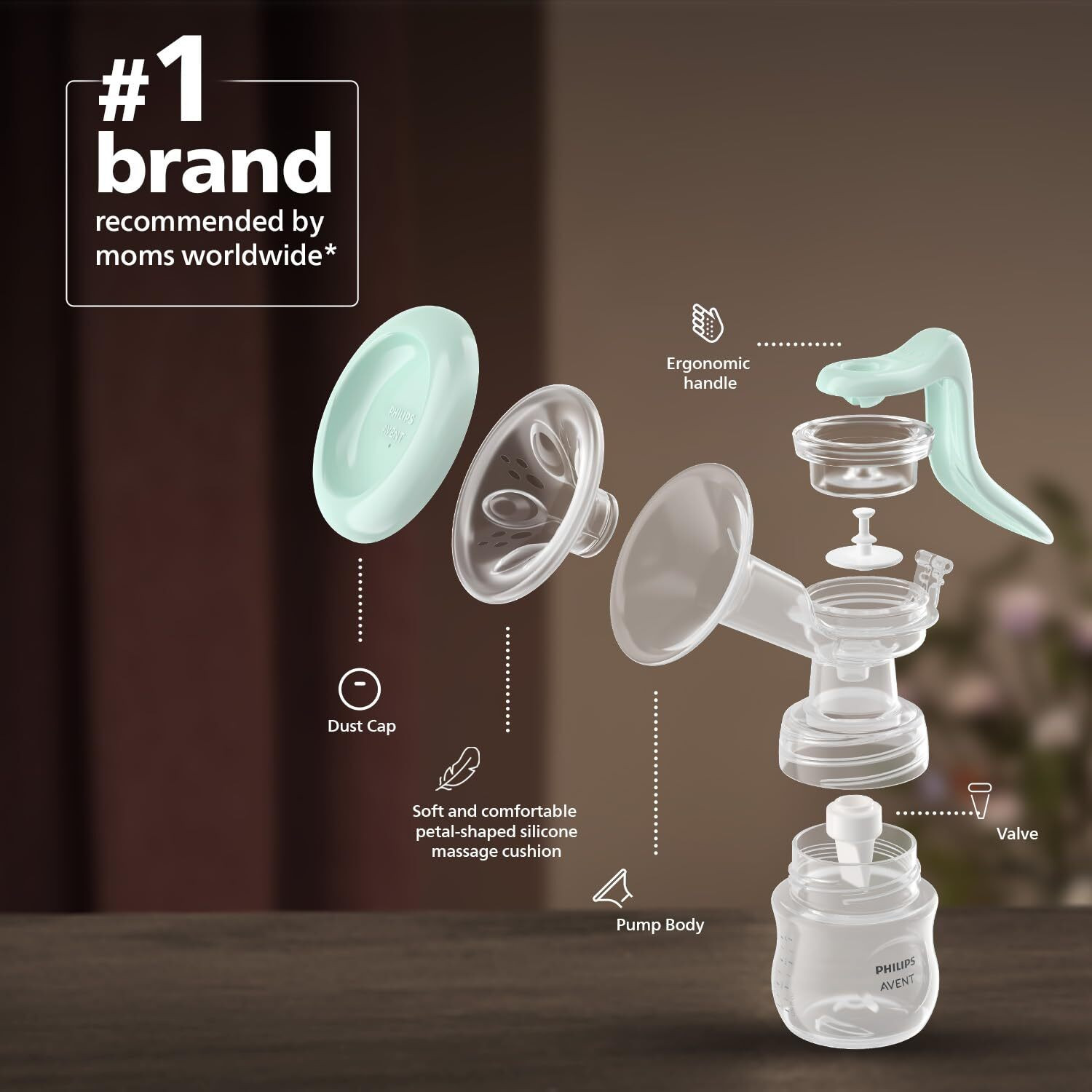 Image of PHILIPS Avent Essential Manual Breast pump-Easy Silicone massage-Soft & Gentle-BPA Free - Manual