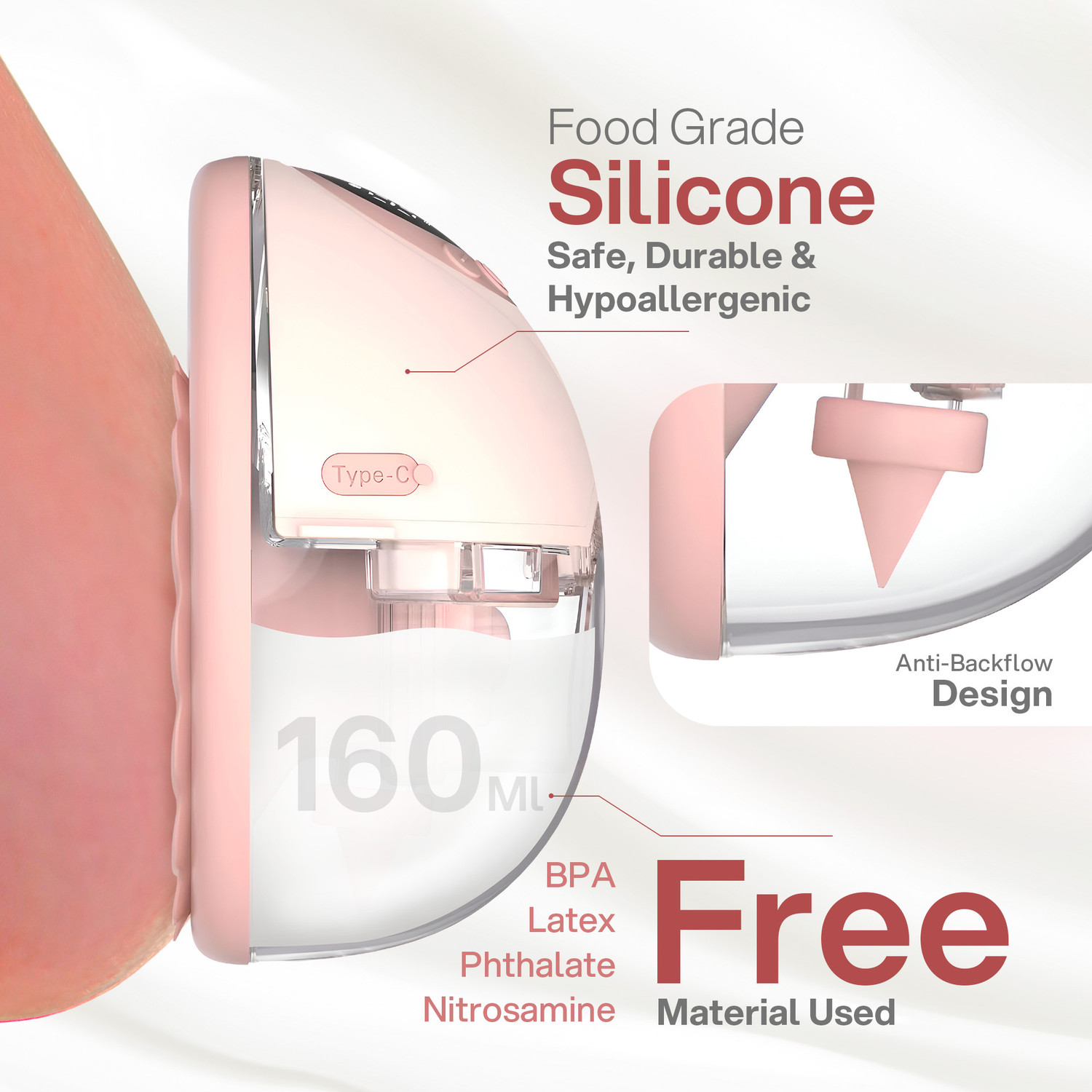 Image of Roboson Electric Wearable Breast Pump with 4 Modes & 12 levels with Rechargeable Battery - Electric