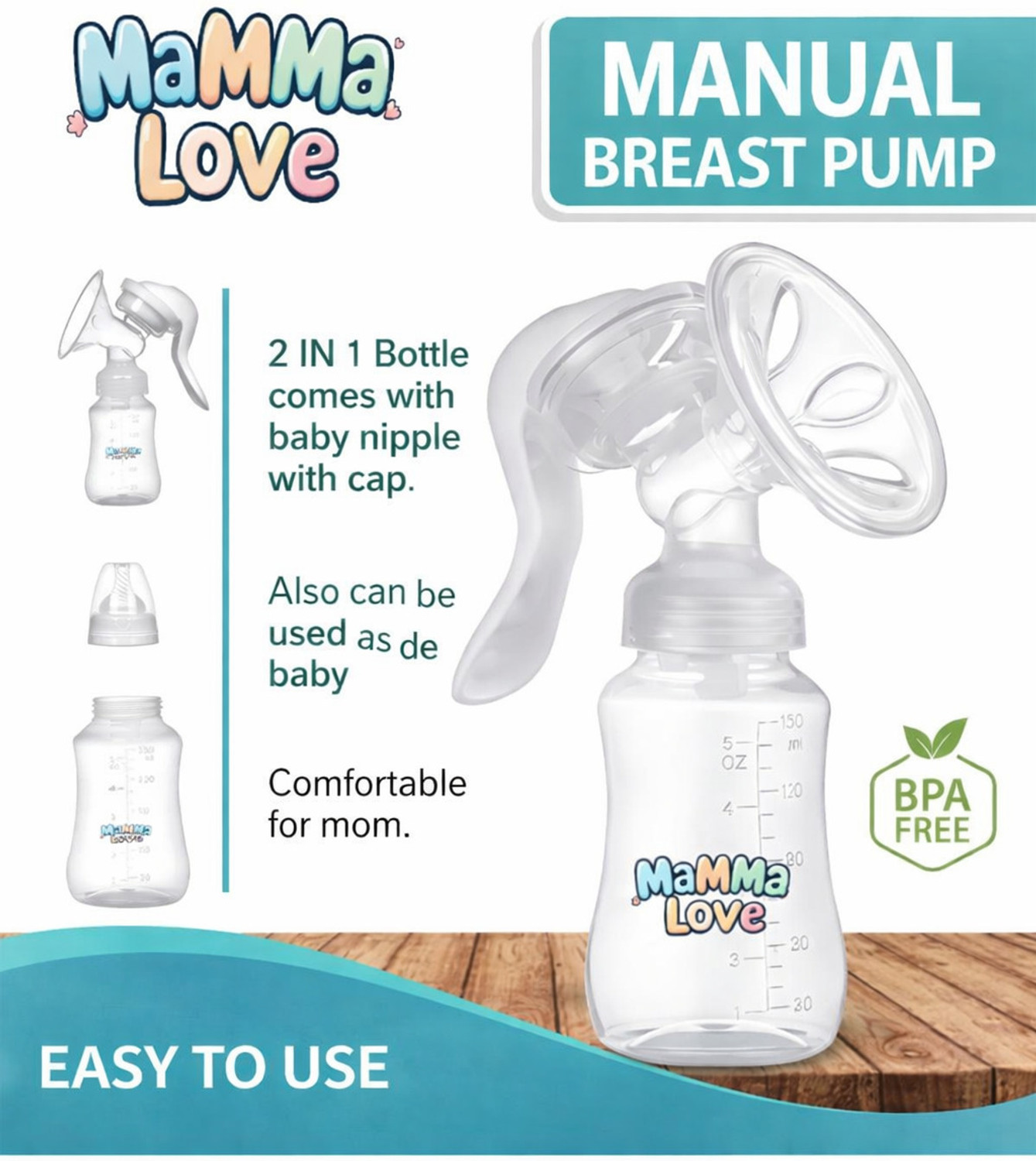 Image of Mamma Love Manual Breast Pump (Experience Sucking Nature) - Manual