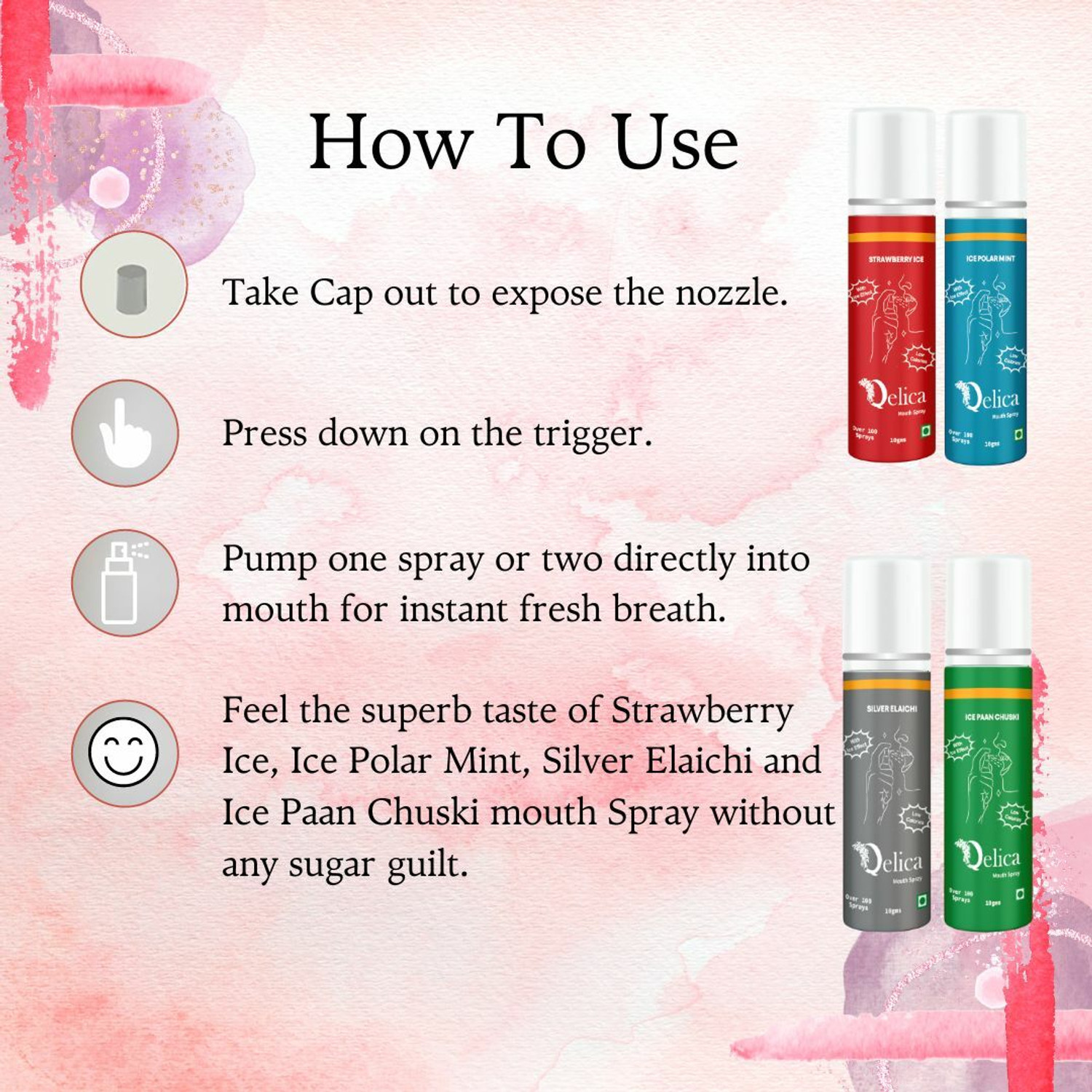 Image of Qelica Instant Mouth and Breath Freshner Ice Effect Coolest Long Lasting Spray