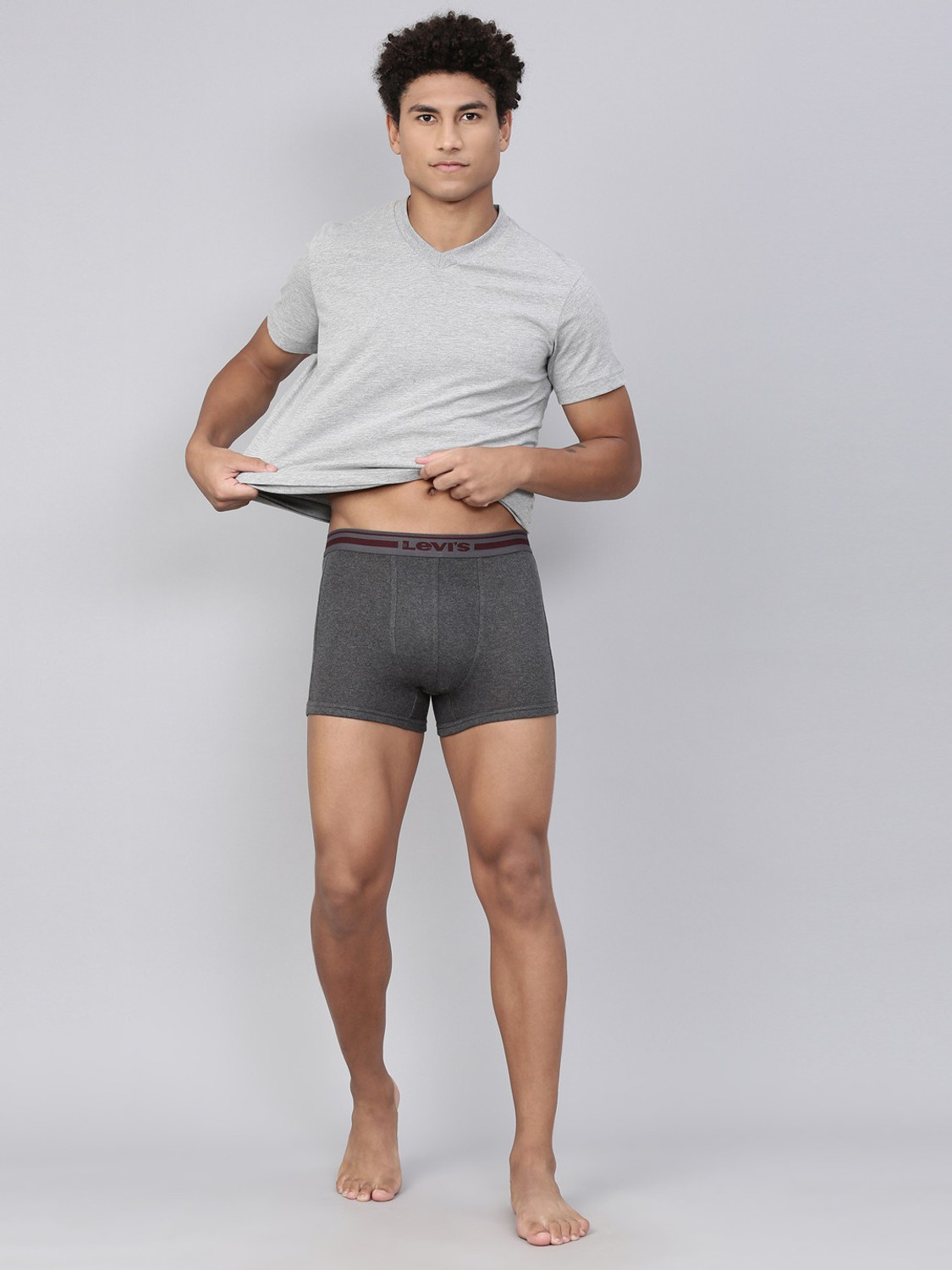 Image of LEVI'S Men 003 100% Cotton Solid Mid Rise Brief