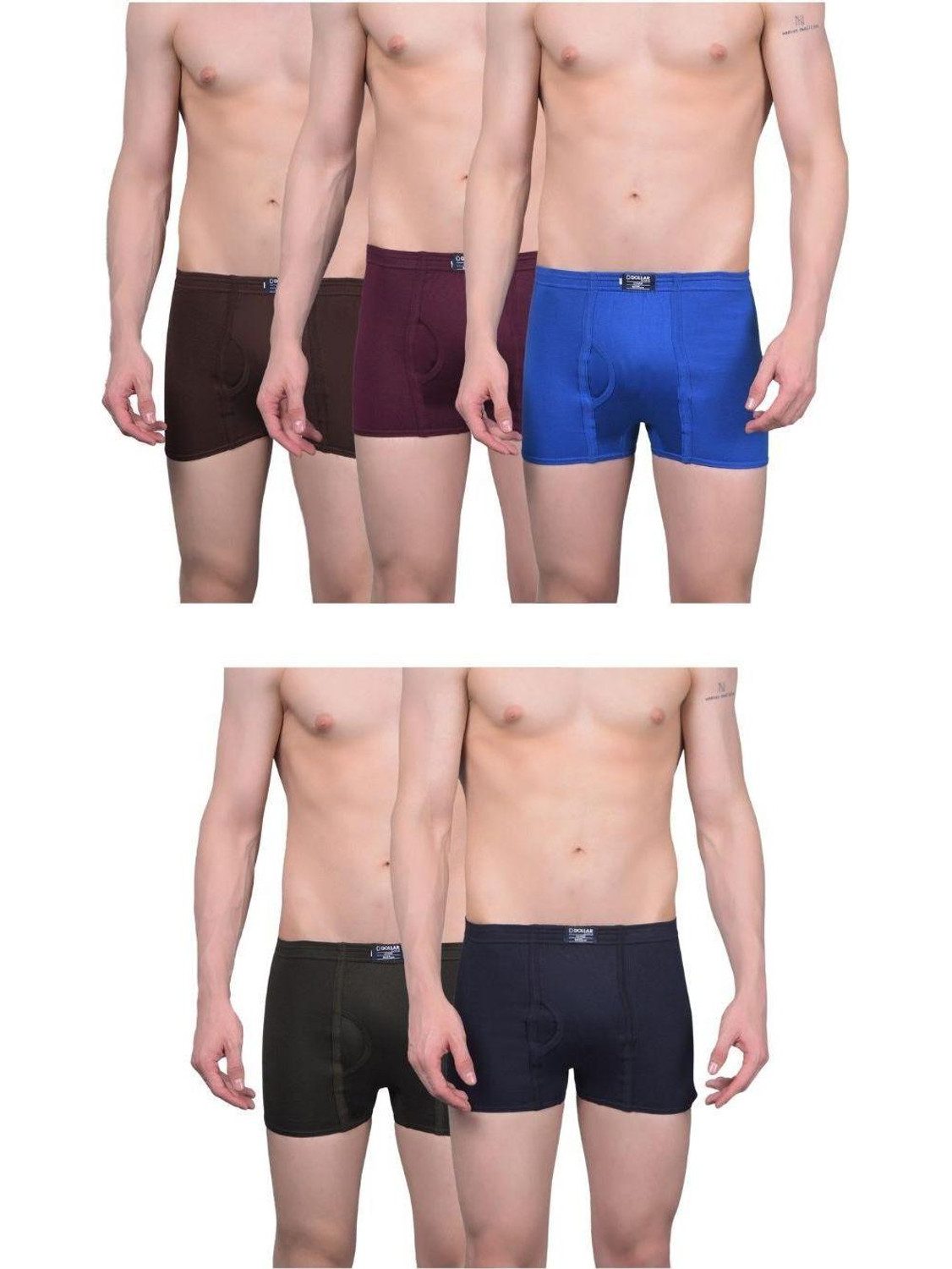 Image of Dollar Men Dollar Lehar Mens Combed Cotton Trunk - Pack of 5 - Actual Colour May Vary Brief
