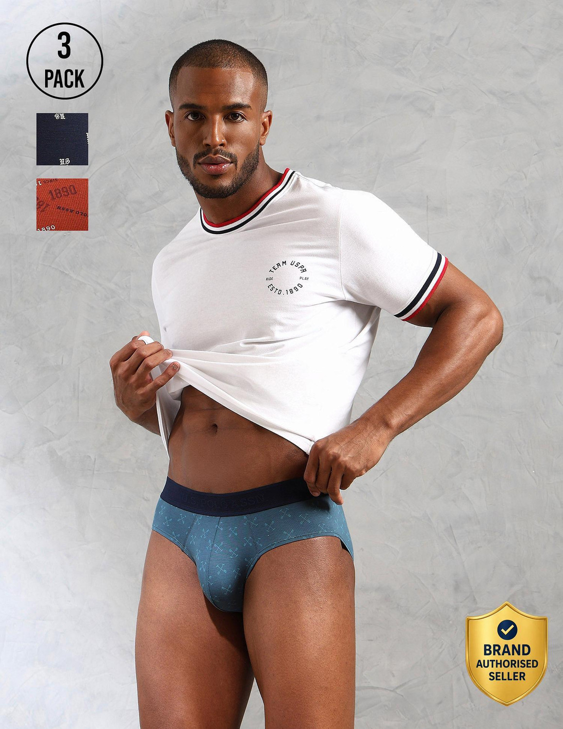 Image of U.S. POLO ASSN. Pack of 3 Printed Men Brief