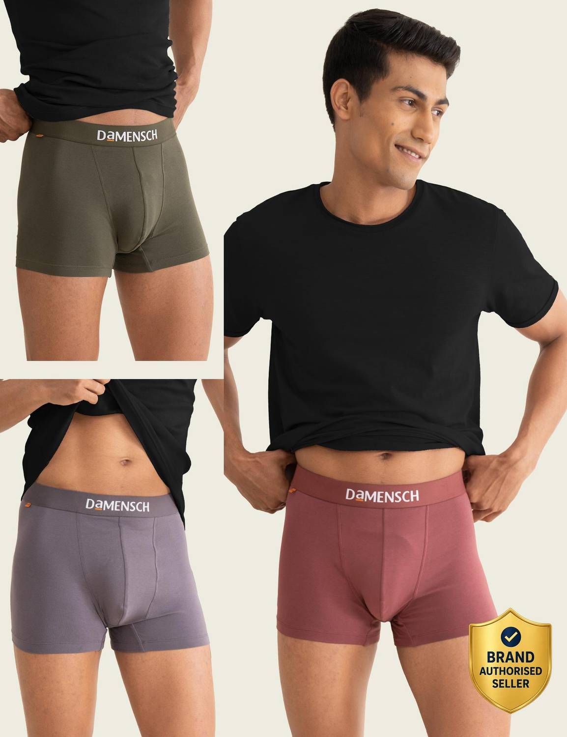 Damensch Men Combed Cotton Stretch Anti-Bacterial Brief Pack of 3 - Image 1
