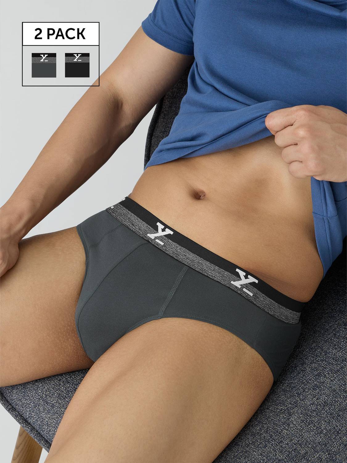 XYXX Pack of 2 Nova IntelliFresh Cotton Solid Men Brief