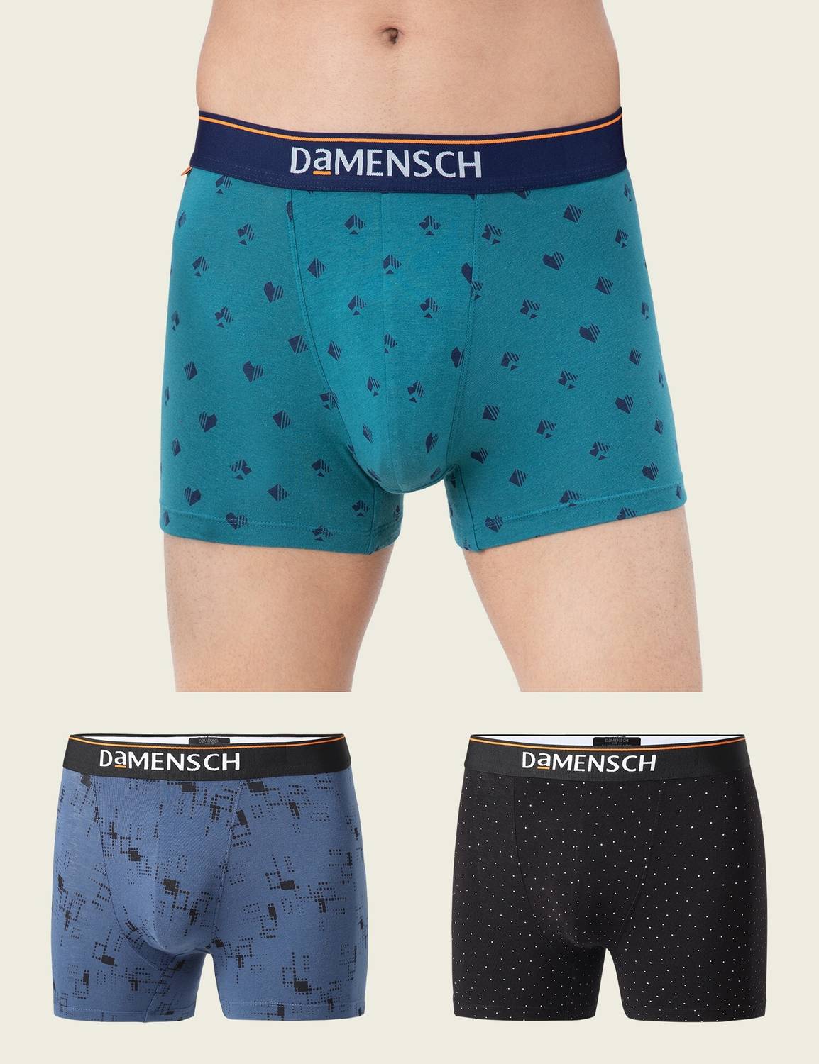 Damensch Pack of 3 Deo-Cotton Deodorizing Anti-Bacterial Printed