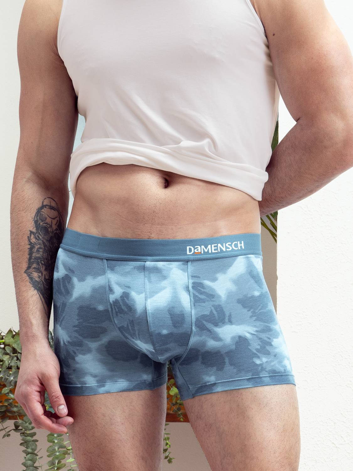 Damensch Deo-Soft Micro Modal Blue Printed Men Trunk