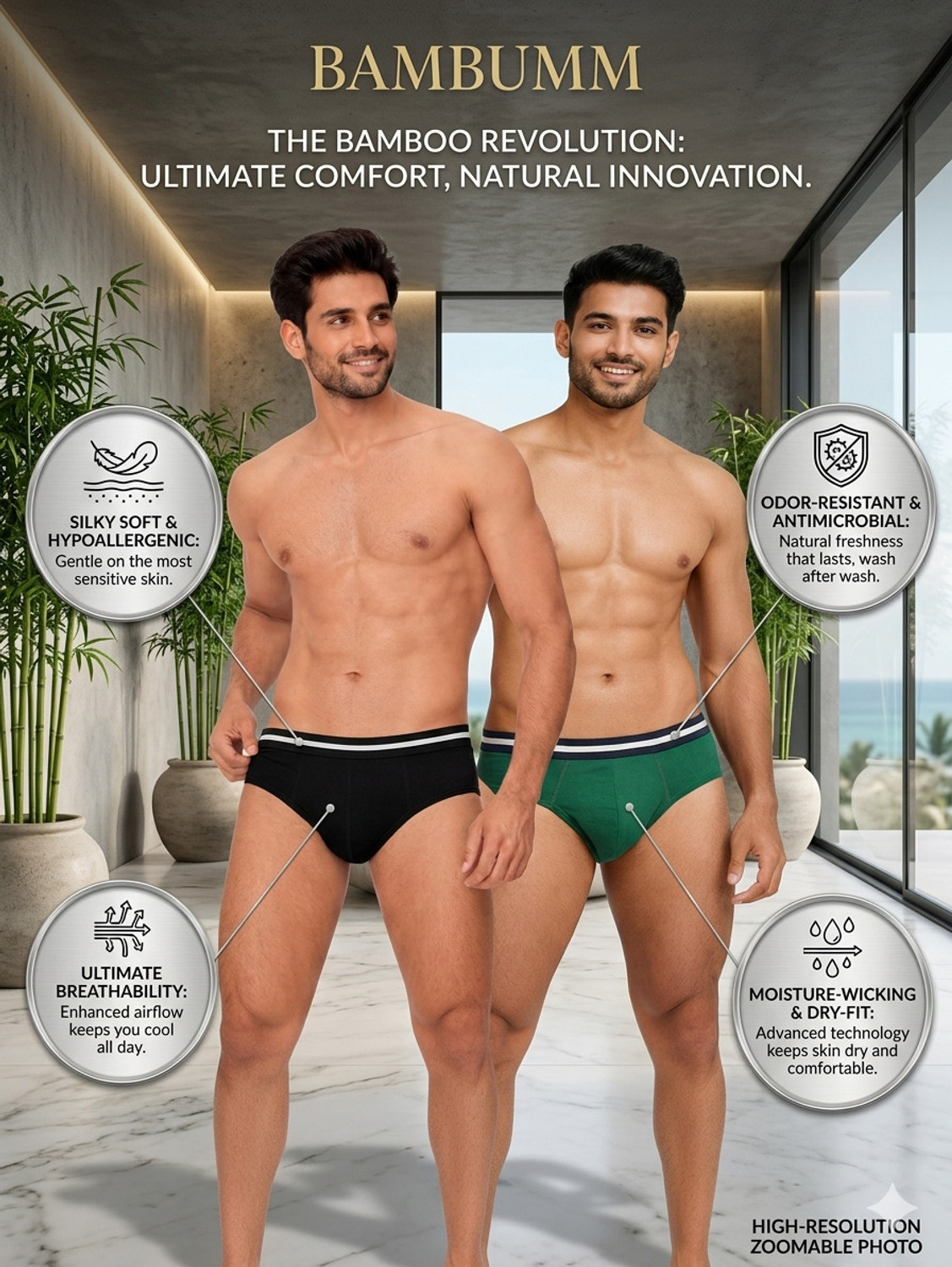Image of bambumm Men Bamboo Brief Pack of 2 | daily wear Innerwear Brief