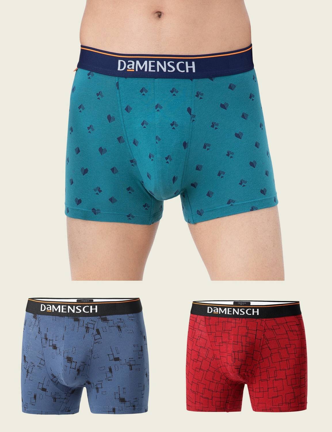 Damensch Pack of 3 Deo-Cotton Deodorizing Anti-Bacterial Printed