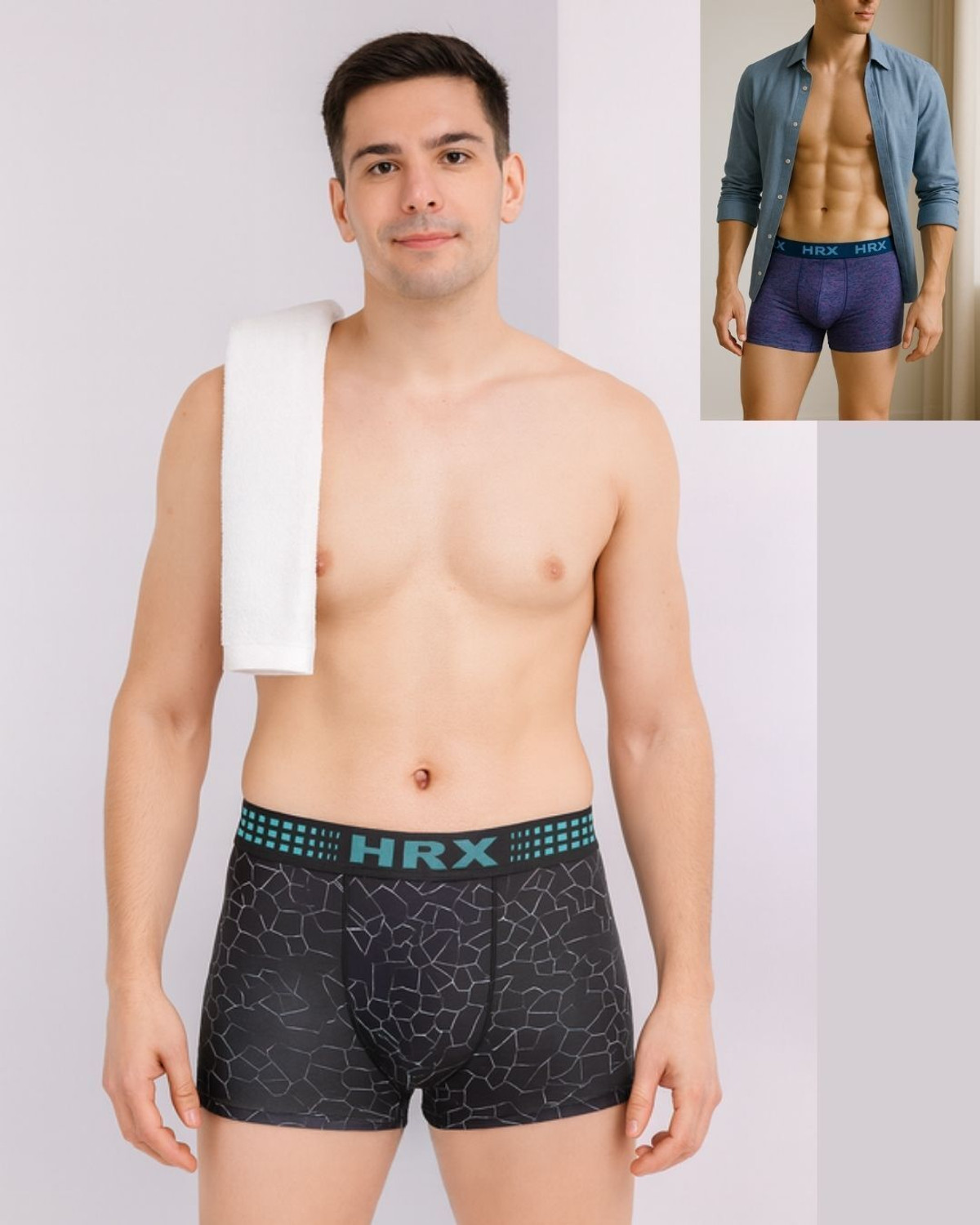 Image of HRX by Hrithik Roshan Pack of 2 Printed Men Trunk