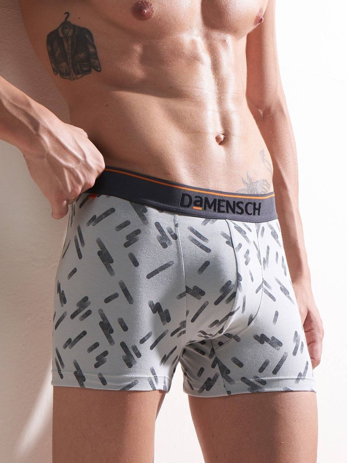 Damensch Deo-Cotton Anti-Bacterial Grey Printed Men Trunk