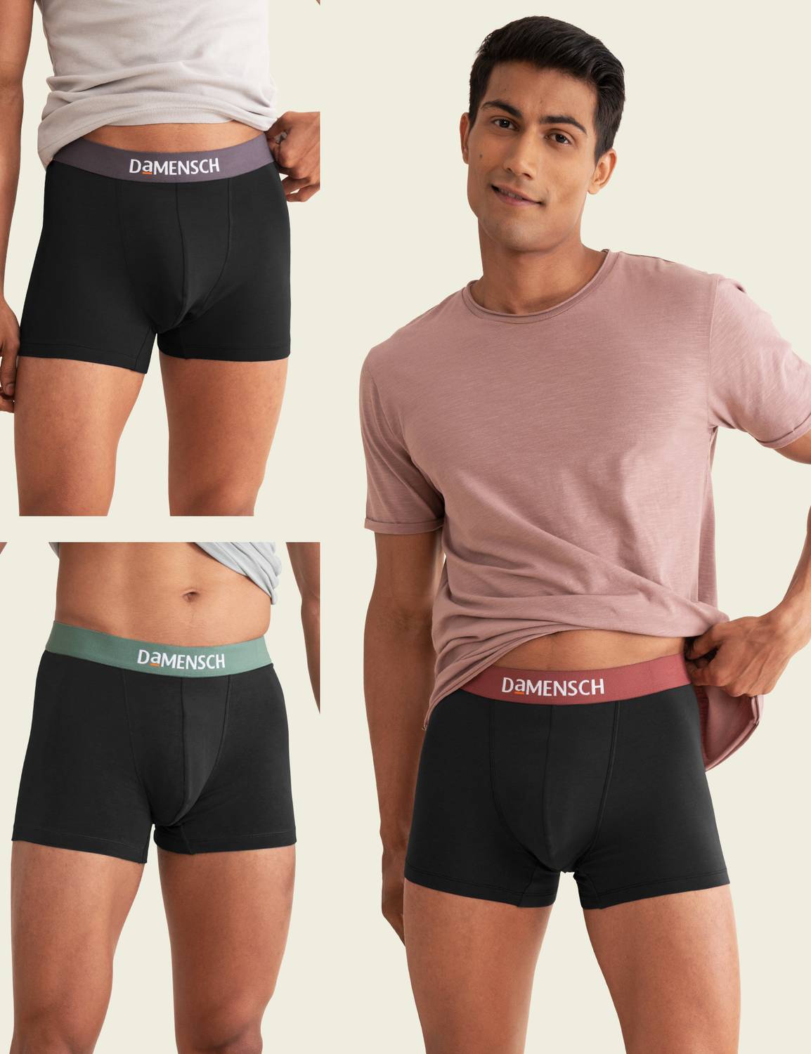 Damensch Pack of 3 Solid Men Trunk