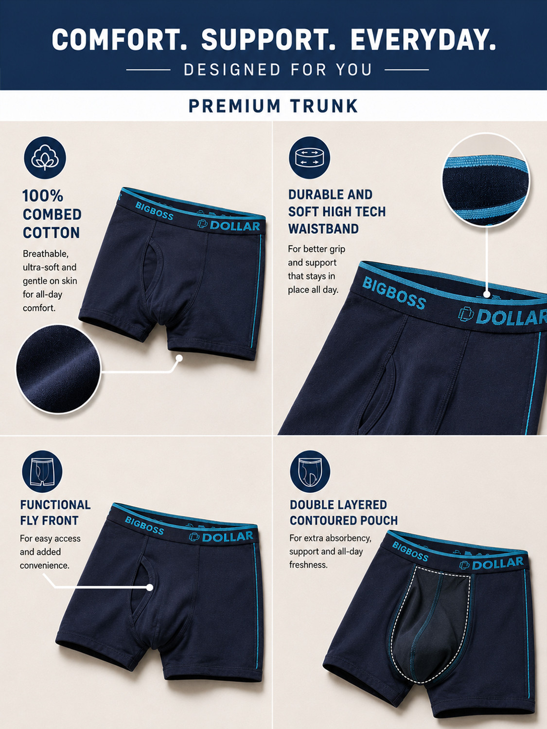 Image of Dollar Bigboss Men Super Combed Cotton Brief