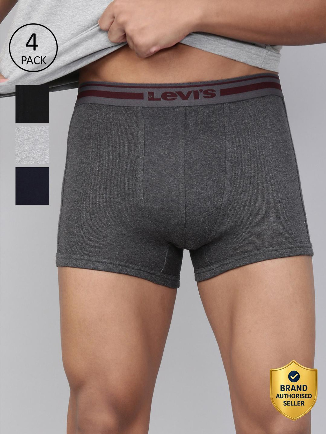Image of LEVI'S Men 003 100% Cotton Solid Mid Rise Brief