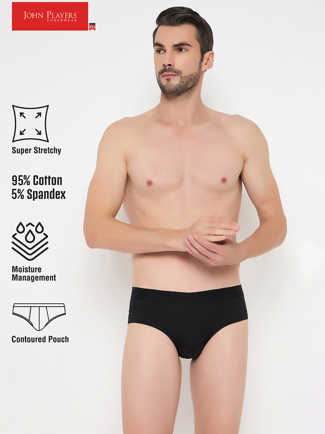 Image of John Players Men Pack of 2 Cotton Solid Brief