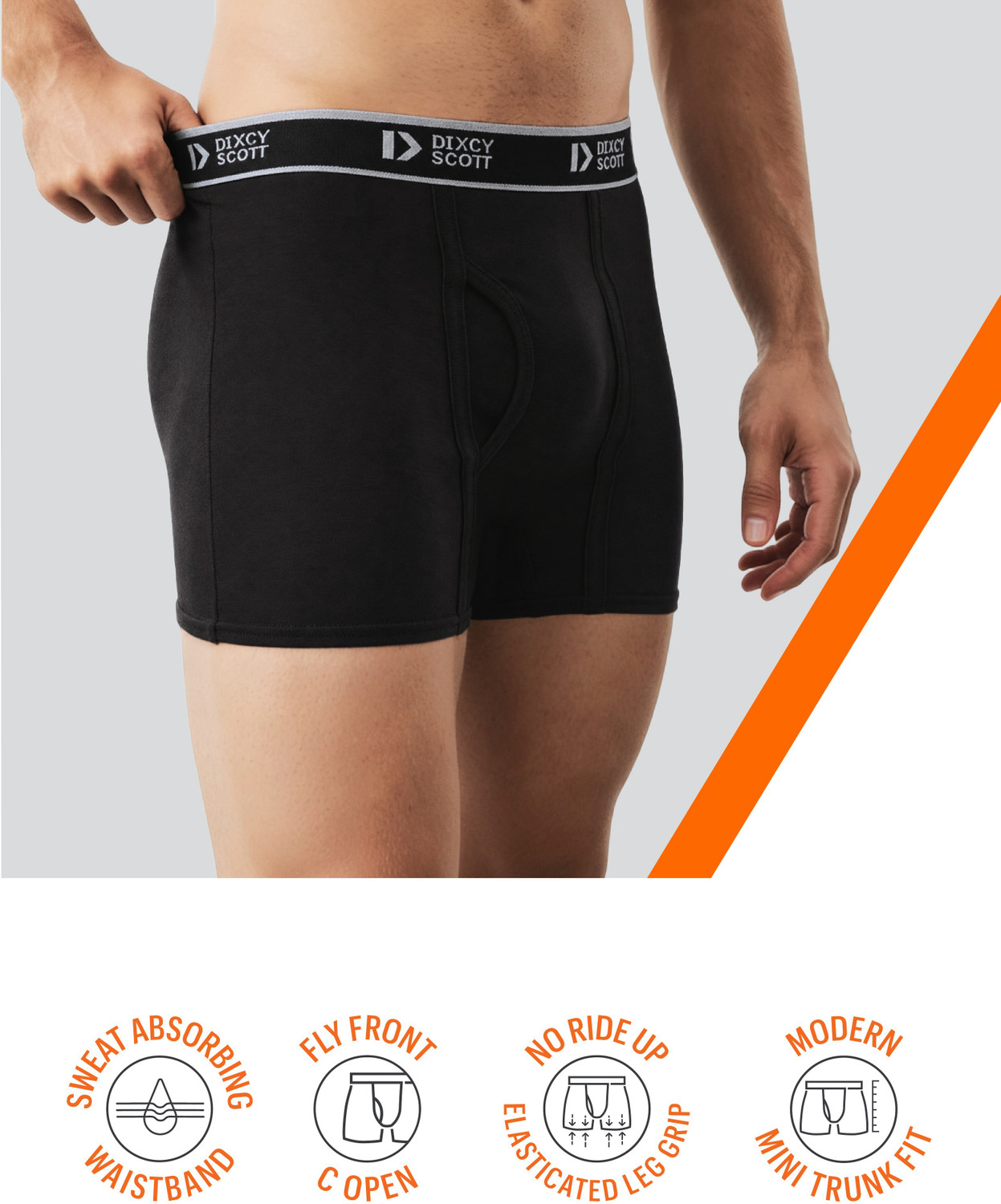 Image of Dixcy Scott Originals Men Swish 100% Combed Cotton - Breathable | C-Open | No Ride up Long Trunk Brief