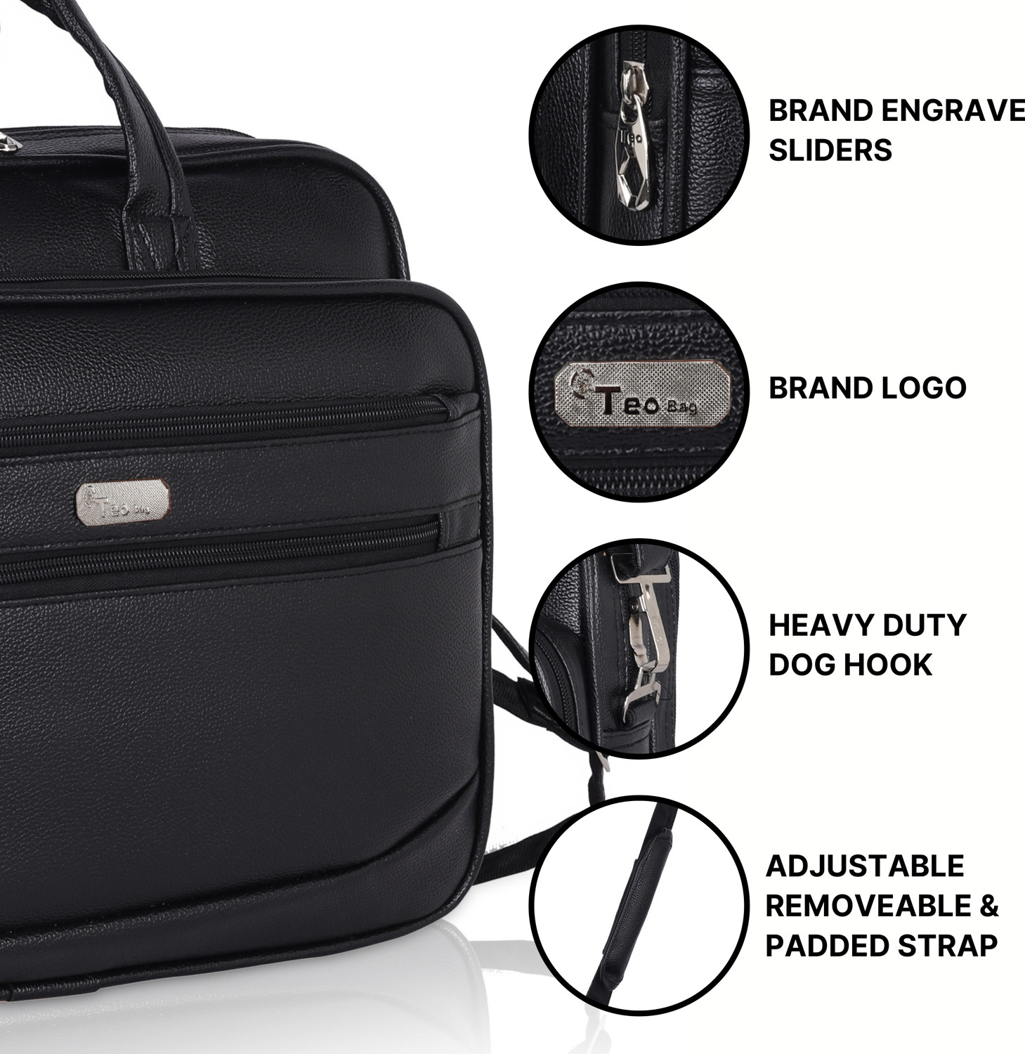 Image of Teo Men & Women Black Messenger Office Laptop Bag T-906 Messenger Bag
