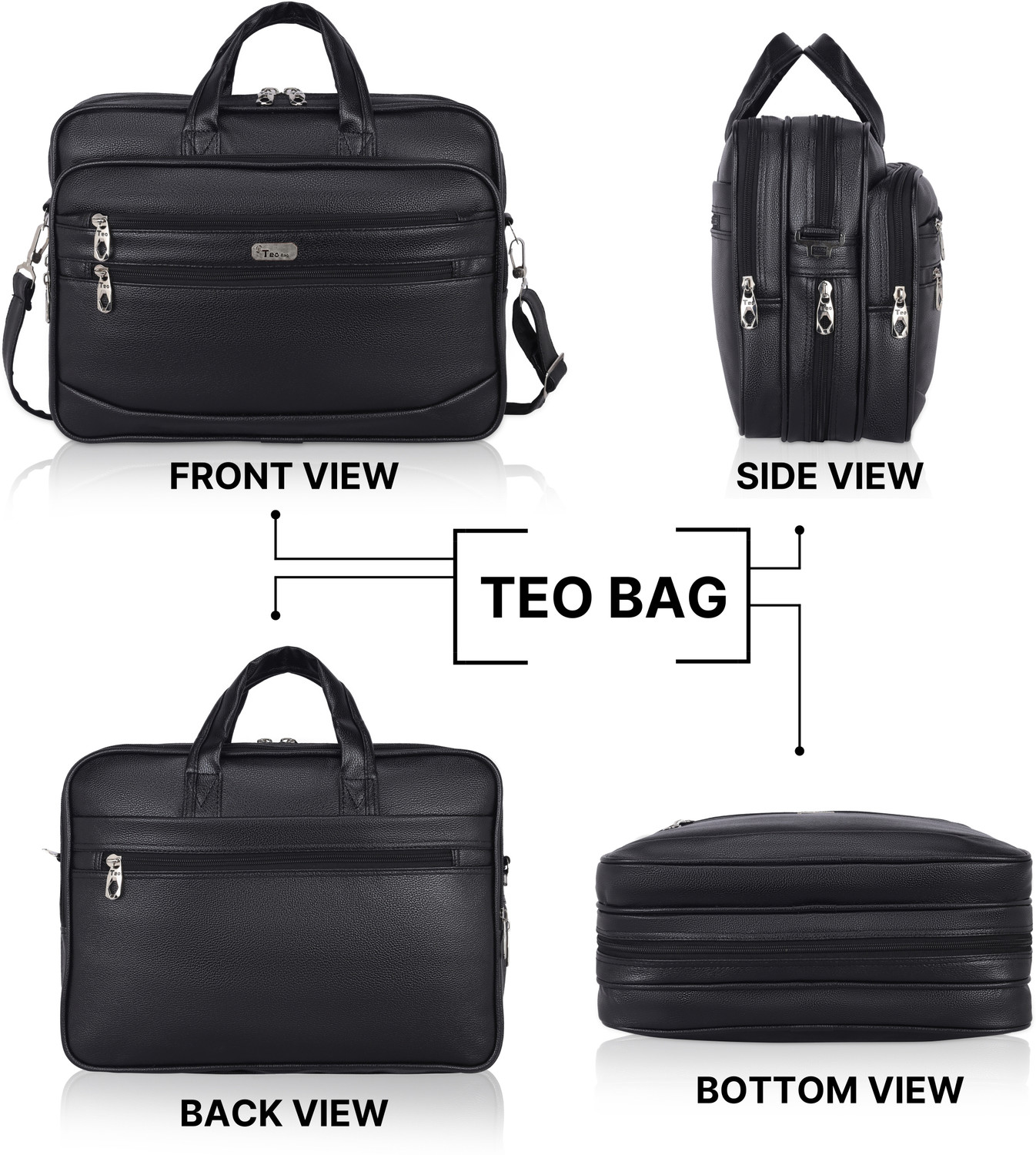Image of Teo Men & Women Black Messenger Office Laptop Bag T-906 Messenger Bag