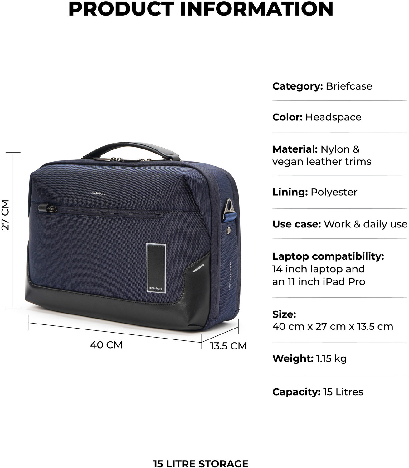 Image of Mokobara The Bento Briefcase Medium Briefcase - For Men & Women