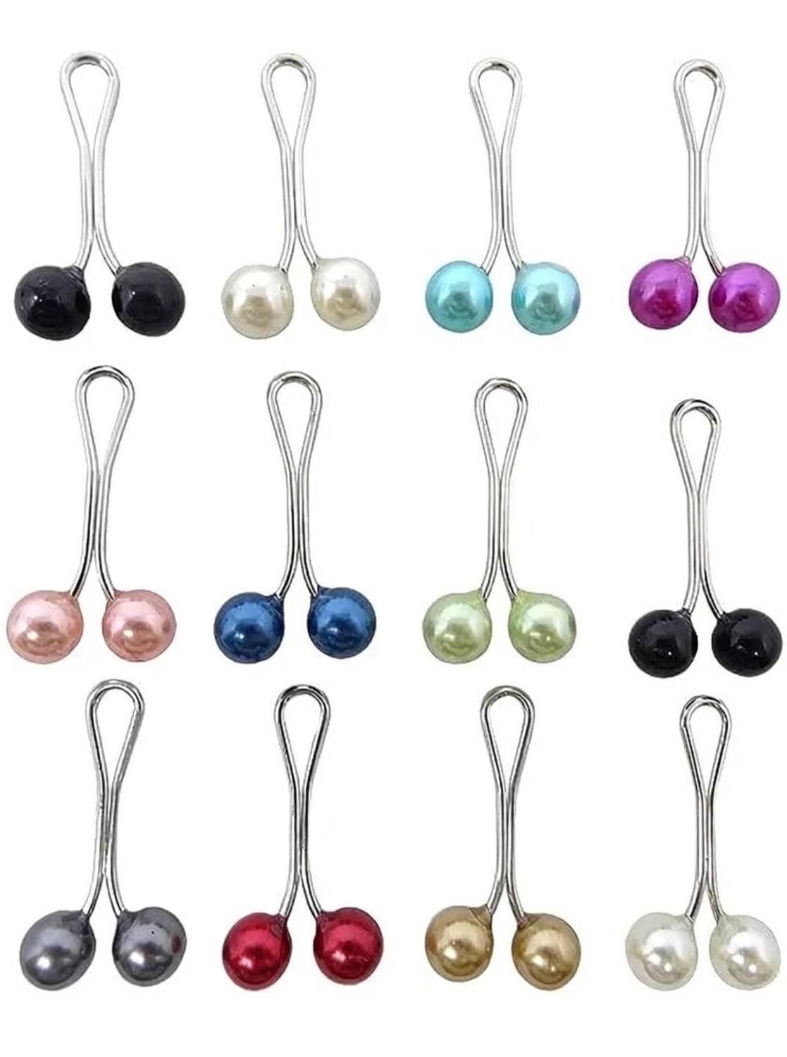 Abzura Stylish Pearl HIjab , Scarf Pins for Women Pack of - 12 Multicolor Brooch