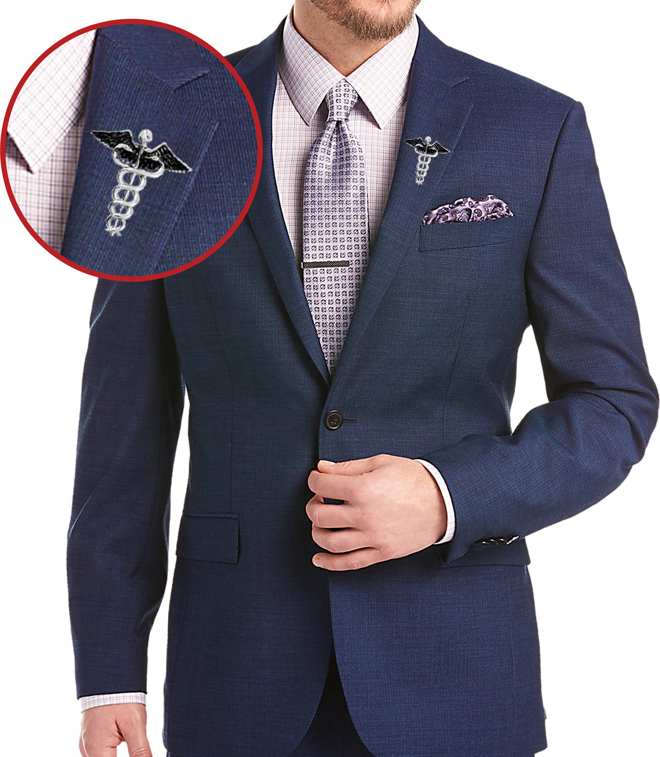 Image of mahi Caduceus Doctor's Brooch Lapel Pin for Men Brooch
