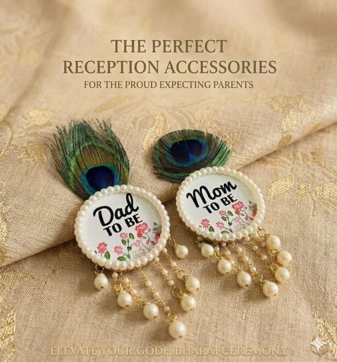 Image of alphasales Un cart inchHandmade Design 'Mom to Be' & 'Dad to Be' Badge Set for Baby Shower Brooch