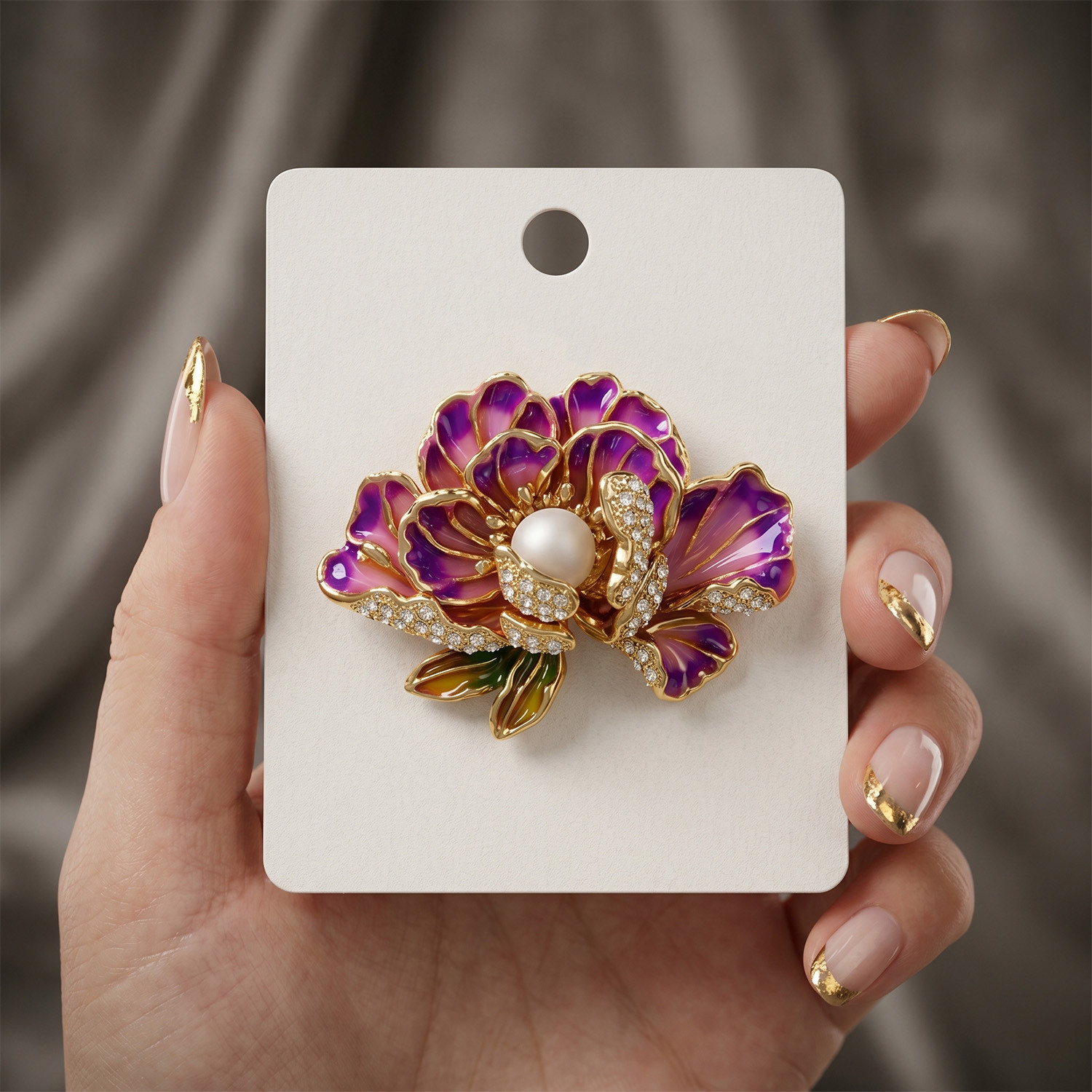 Image of SYGA Women Elegant Peony Flower Brooch - Alloy, with Pearl Accent Brooch
