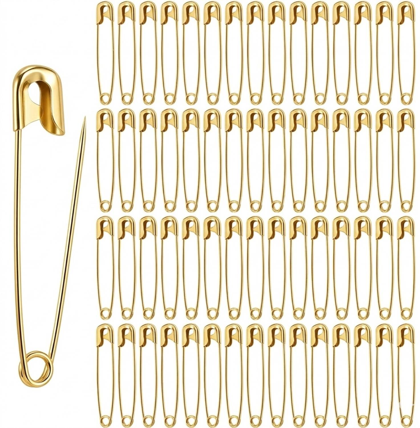 AKIKOAOKI 100 Pcs Metal Golden Safety Pins Brooch
