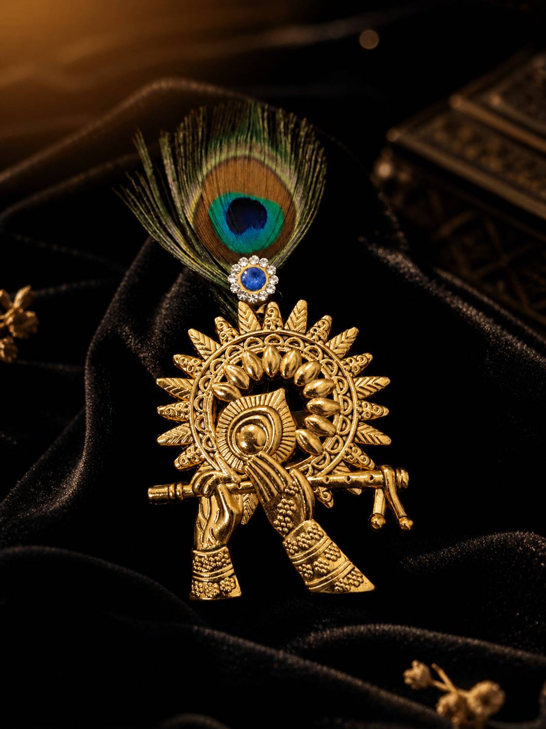 AMRAT NAATH - Fashion jewellery Krishna Flute Mor Feather Royal Brooch Brooch
