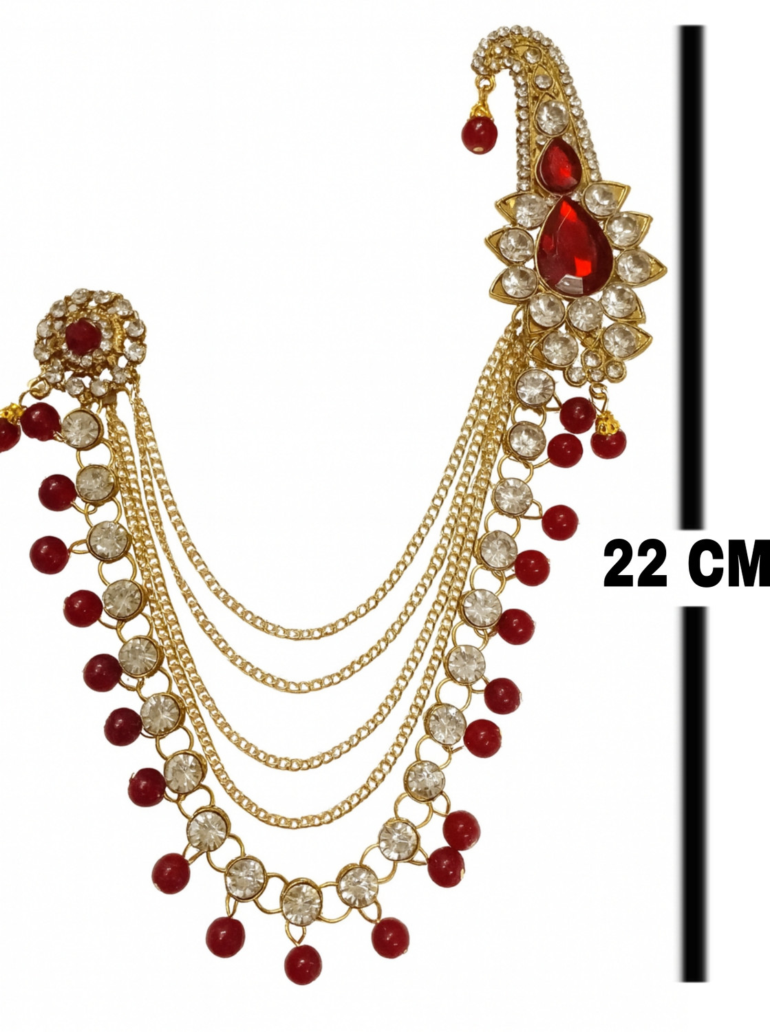 Image of KraftNKindM Link chain and maroon kalangi Brooch