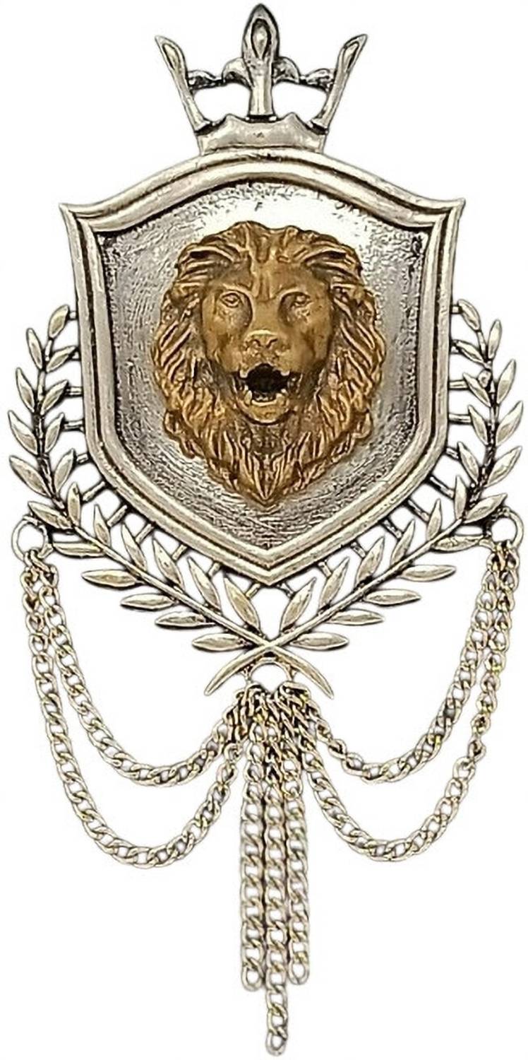 aamiya creations Lion Sheild Brooch Dual Tone Brooch